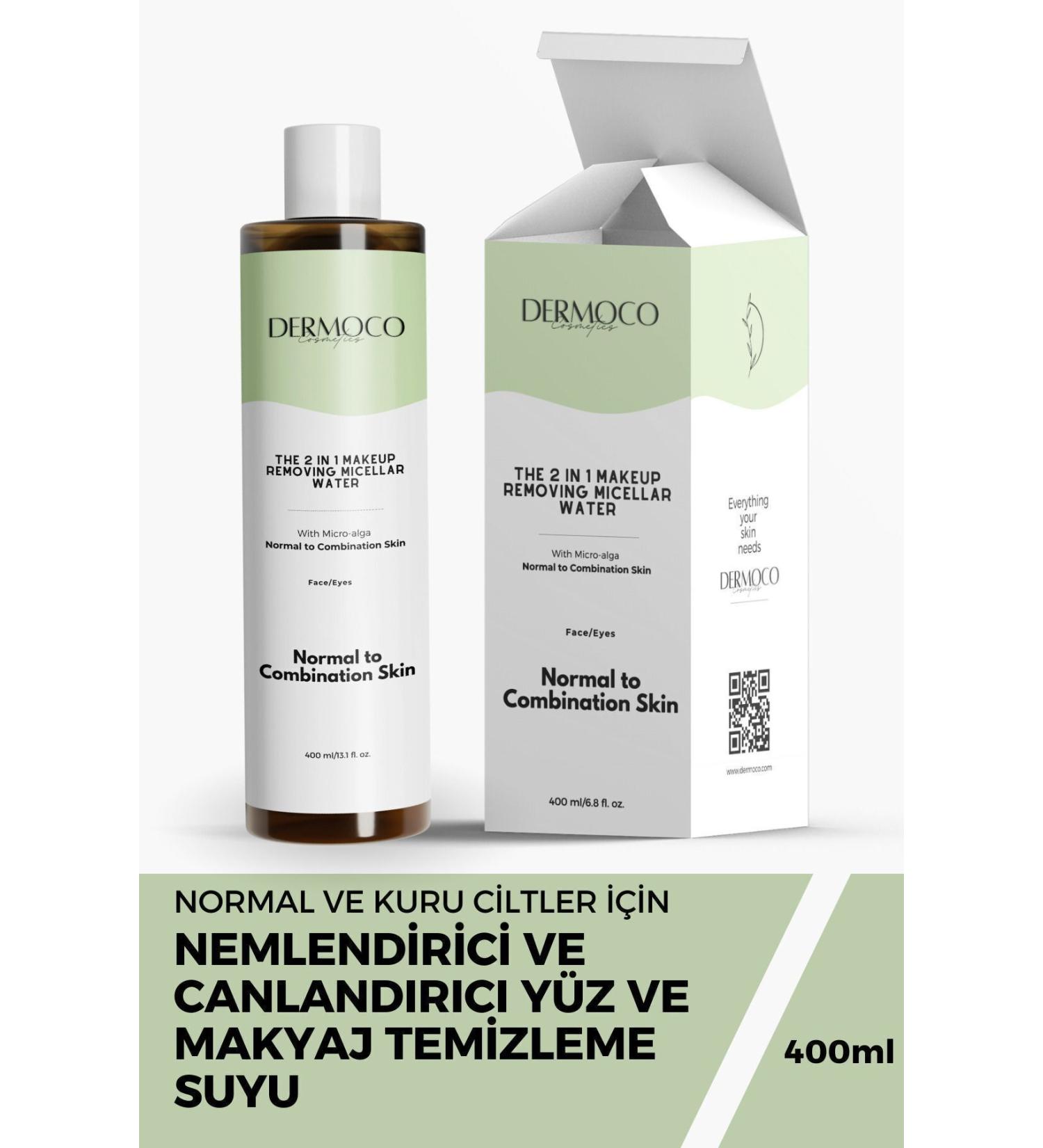 dermoco cosmetics Moisturizing and Refreshing Face and Makeup Remover Water for Normal and Dry Skin - 400ml