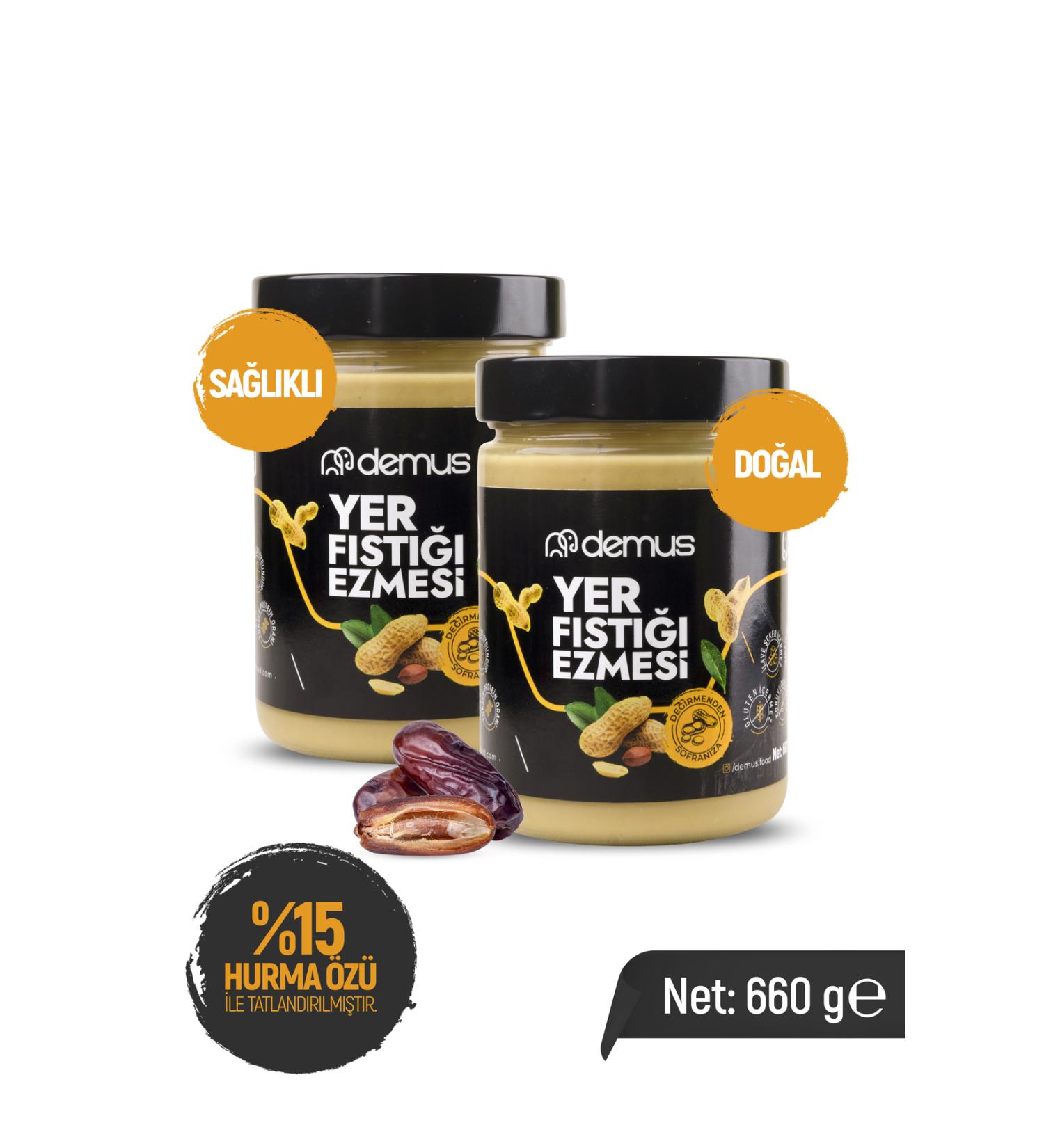DEMUS FOOD Personalized Natural Production - 2' Demus Sweetened (With Date Extract) Peanut Butter 660gr