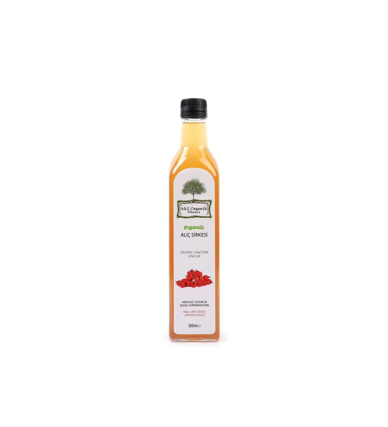 A&L ORGANIC ELHAMRA Organic Certified Mother Hawthorn Vinegar. Unfiltered and Unpasteurized. Net 500ml Glass Bottle