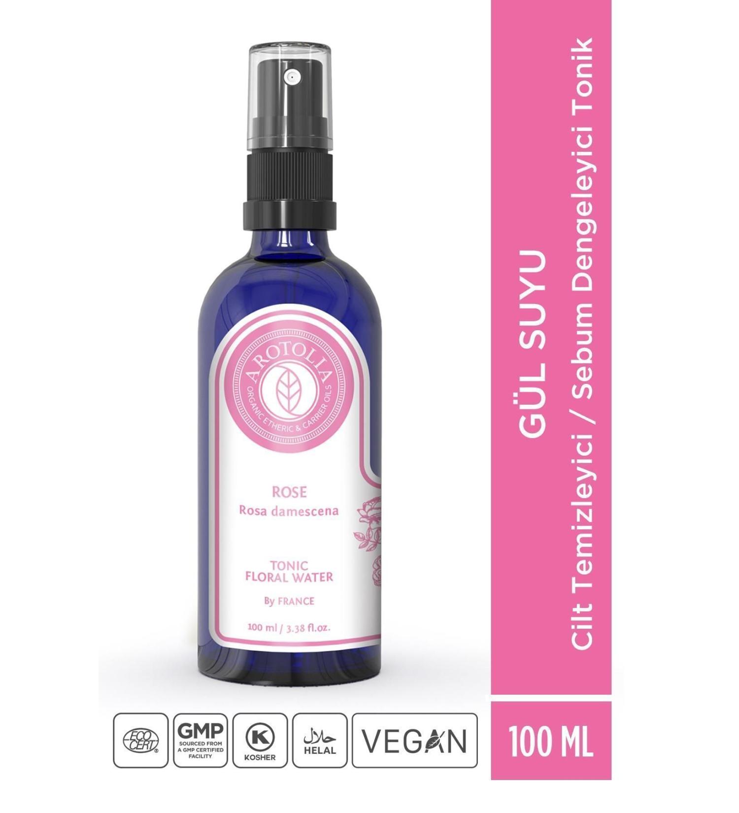 arotolia 0 Organic Certified Rose Water Hydrolate - Tonic 100 ml Vegan