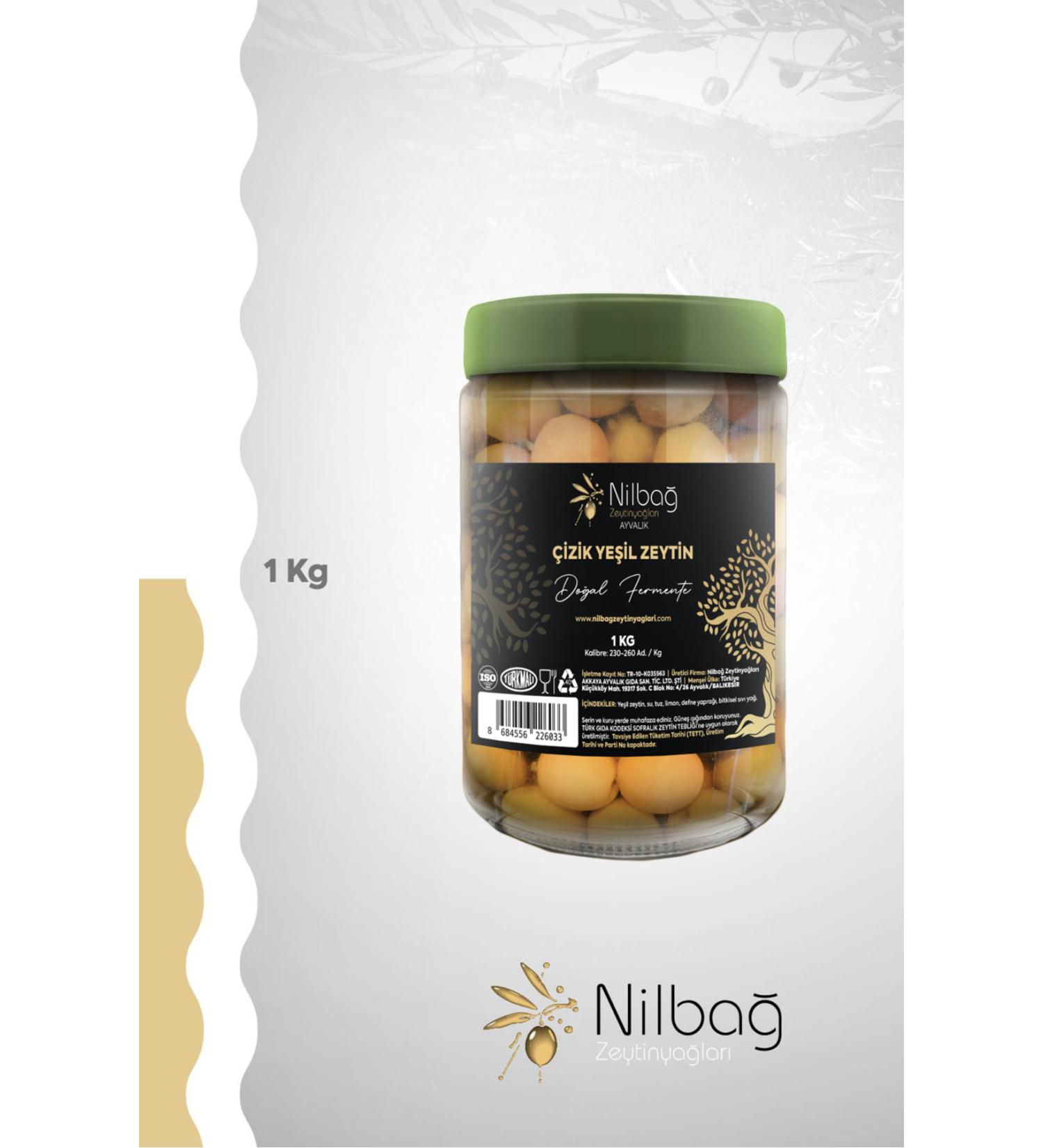 N LBA OLIVE OILS Ayval k Scratched Olives Green 1 kg.