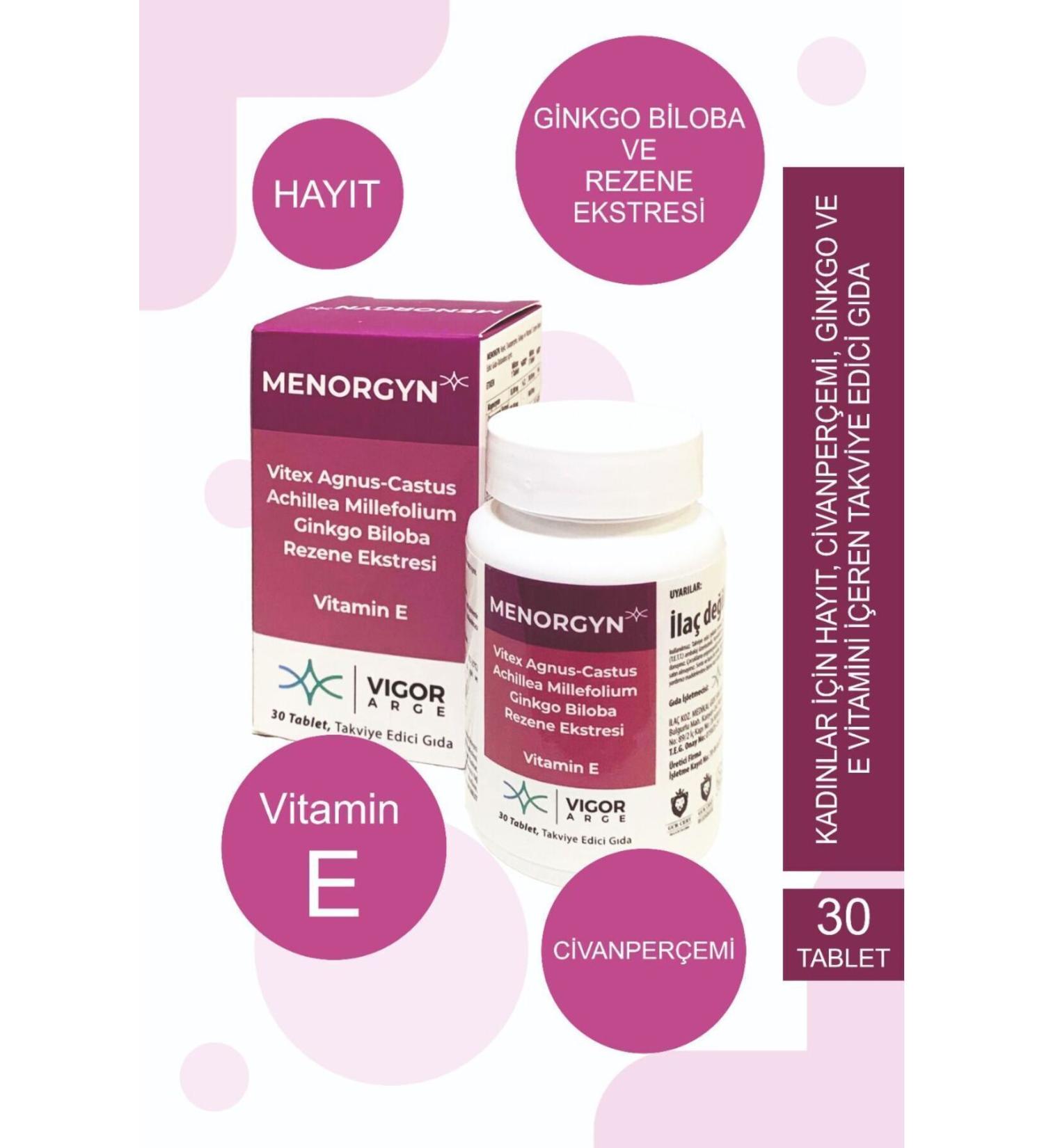 vigor arge Menorgyn Vitamin E Supplement Food for Women 30 tablets