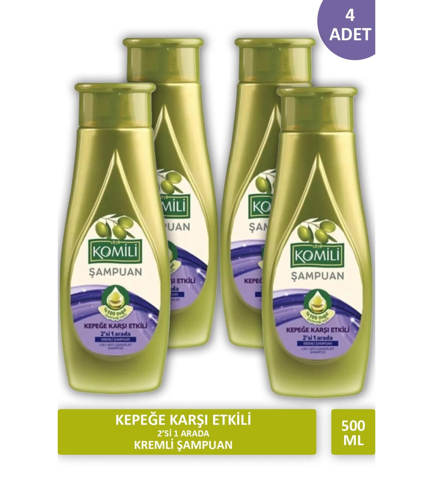 Komili Shampoo Olive Oil Anti-Dandruff Effective 2 IN 1 500 ml X 4 PCS