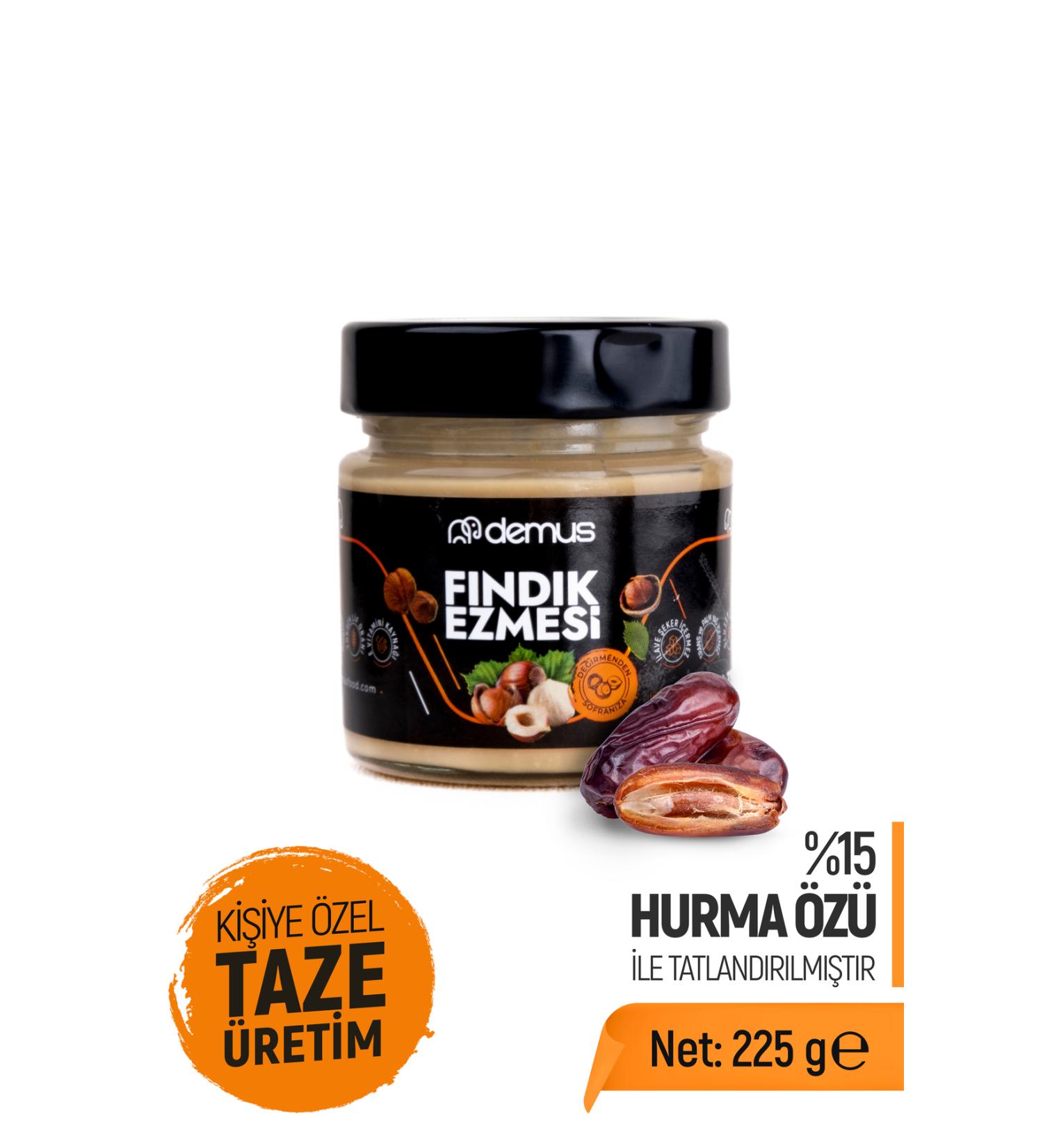 DEMUS FOOD Personalized Natural Production - Demus Sweetened (With Date Extract) Hazelnut Paste 225gr