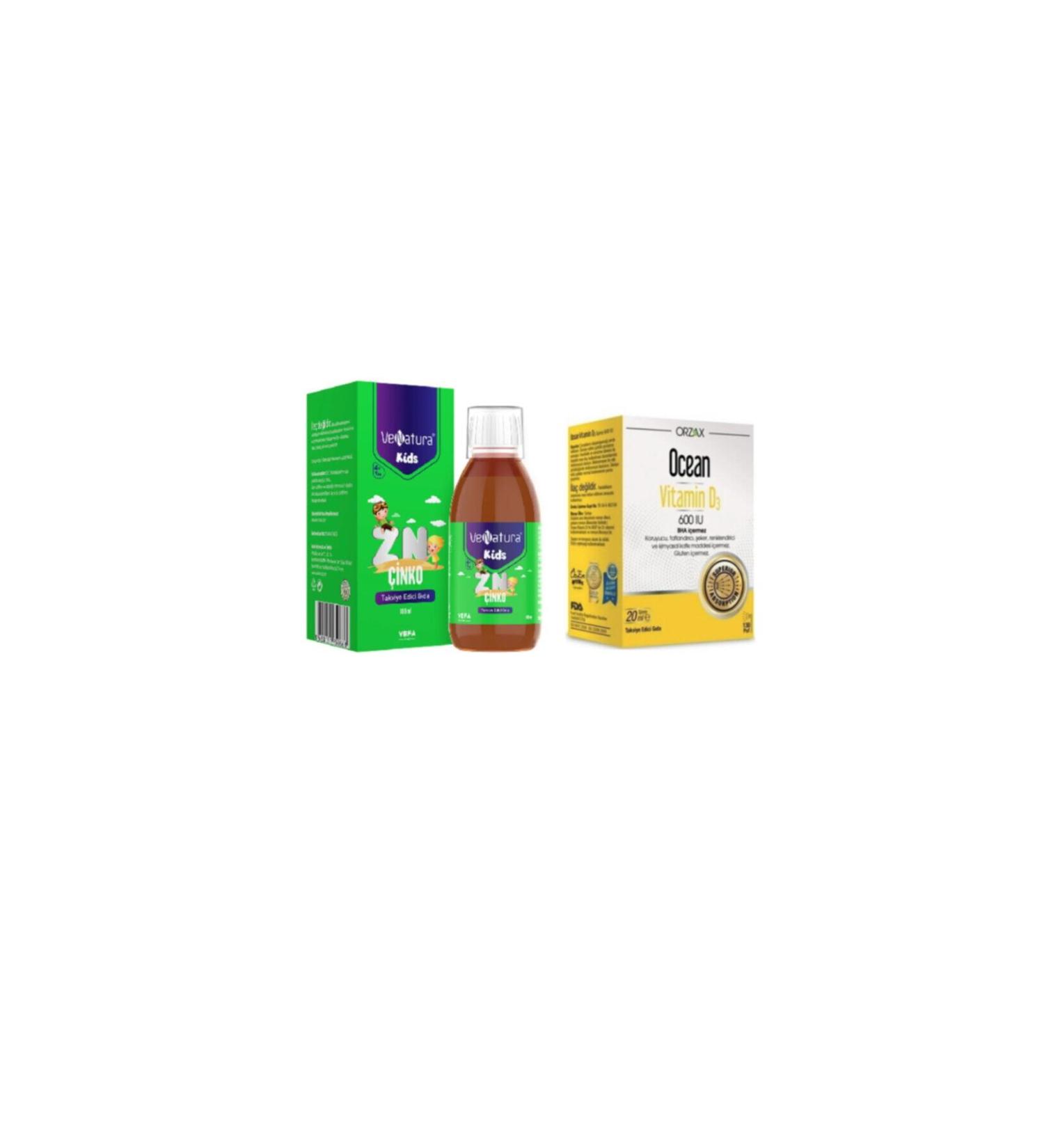 Venatura Kids Zinc Supplementary Food 100 Ml + Vitamin D3 600 Iu 20 Ml