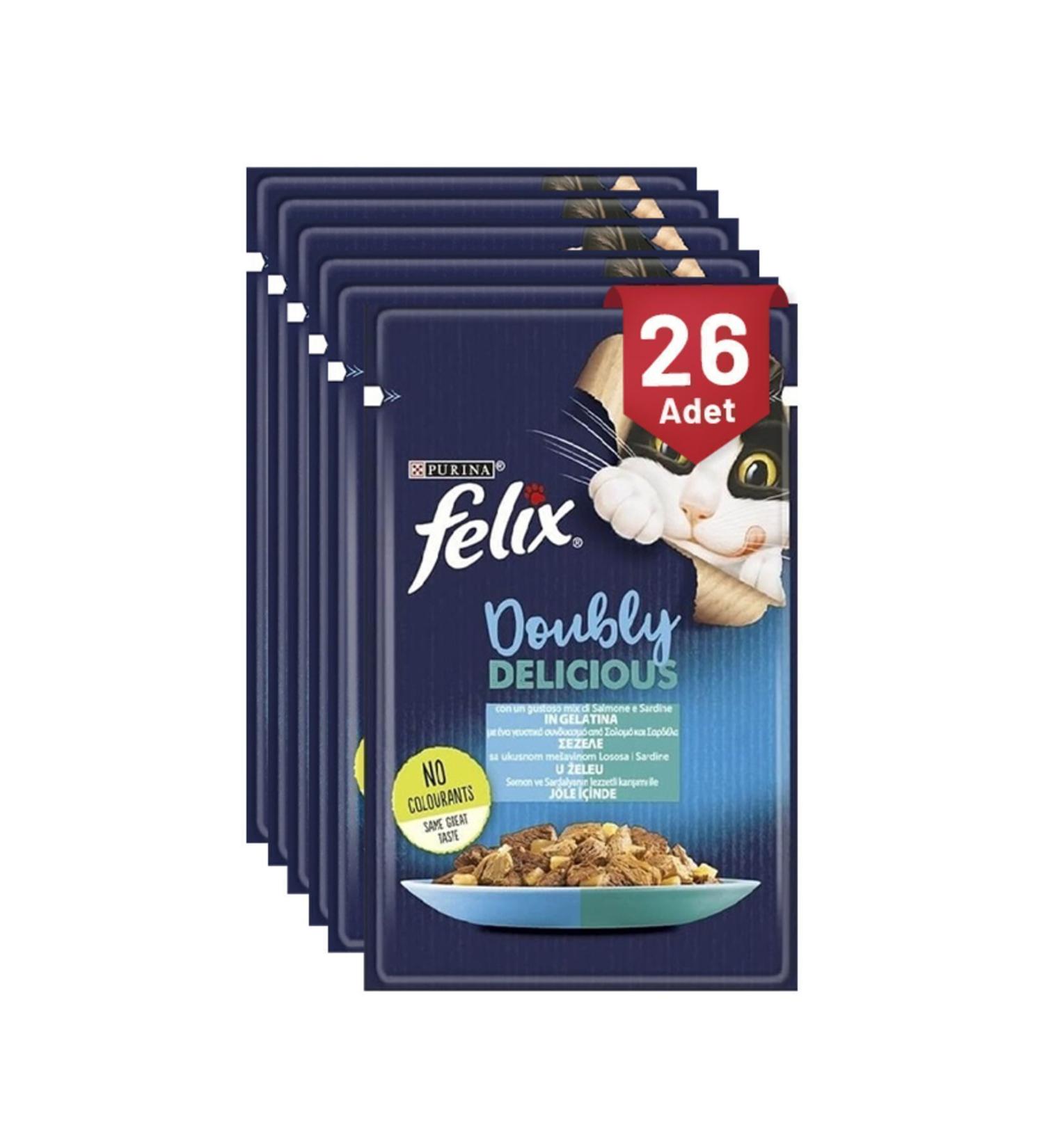 FELIX Felix Double Flavor Salmon Sardine Canned Cat Food 85 gr X 26 Pieces