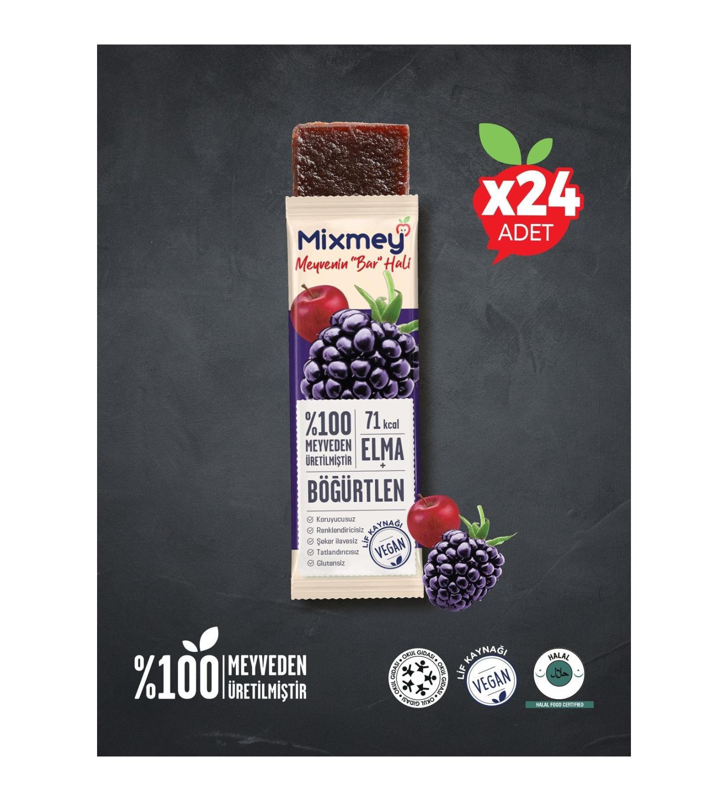 Mixmey Blackberry Fruit Bar | Healthy Bar with Natural Blackberry Flavor - 20gr X 24 Pieces - Buy Online on GoSupps.com