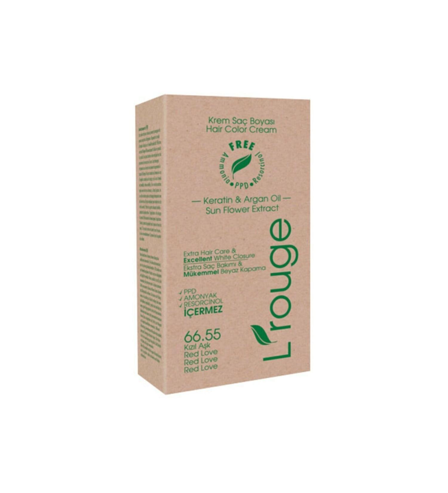 L'ROUGE Ammonia-Free Organic Cream Hair Colors Red Love