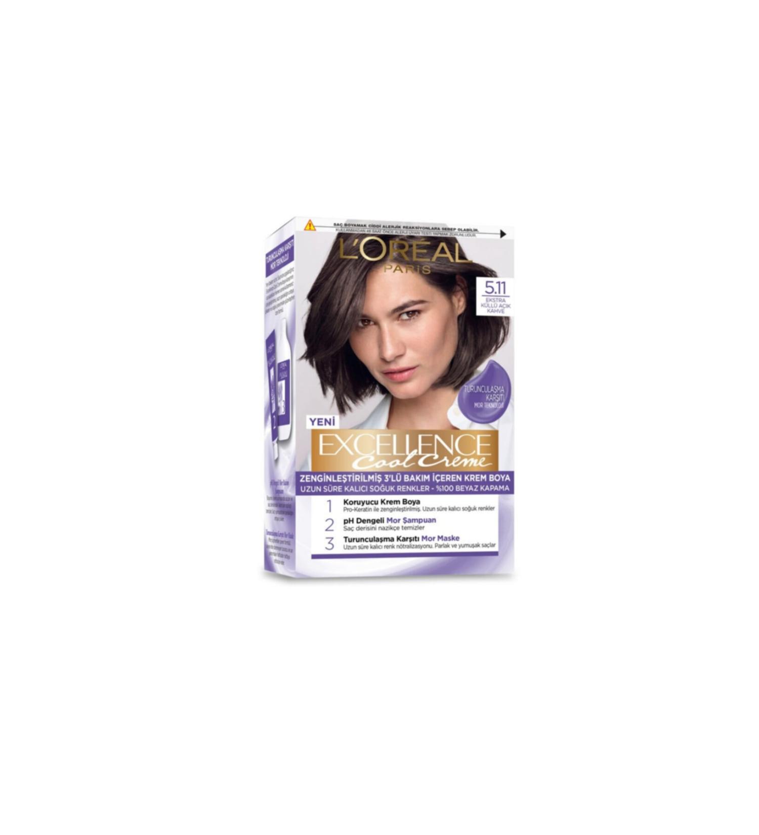 L'Oreal Paris Loreal Paris Excellence Cool Creme Hair Dye 5.11 Extra Ash Light Brown - Buy Online on GoSupps.com