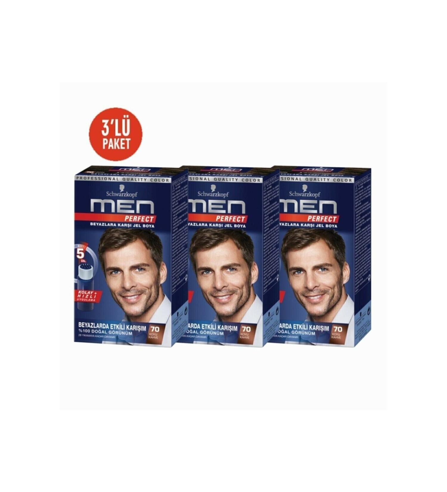 Schwarzkopf Men Perfect 70 Dark Brown Hair Dye 3 Pieces