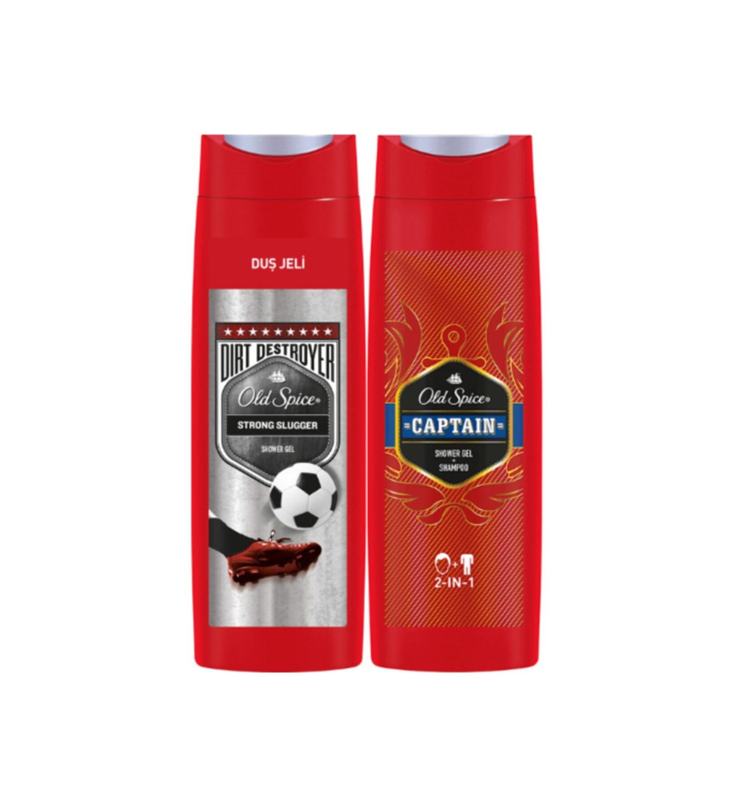 Old Spice Shower Gel Set Captain Shower Gel 400 Ml + Strong Slugger Shower Gel 400 Ml