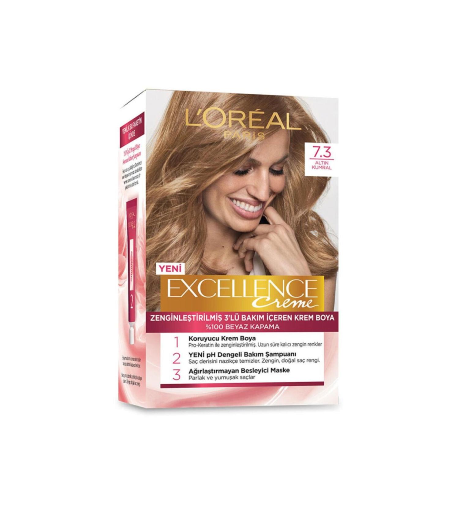 L'Oreal Paris Excellence Creme Hair Dye 7.3 Golden Blonde - Buy Online on GoSupps.com