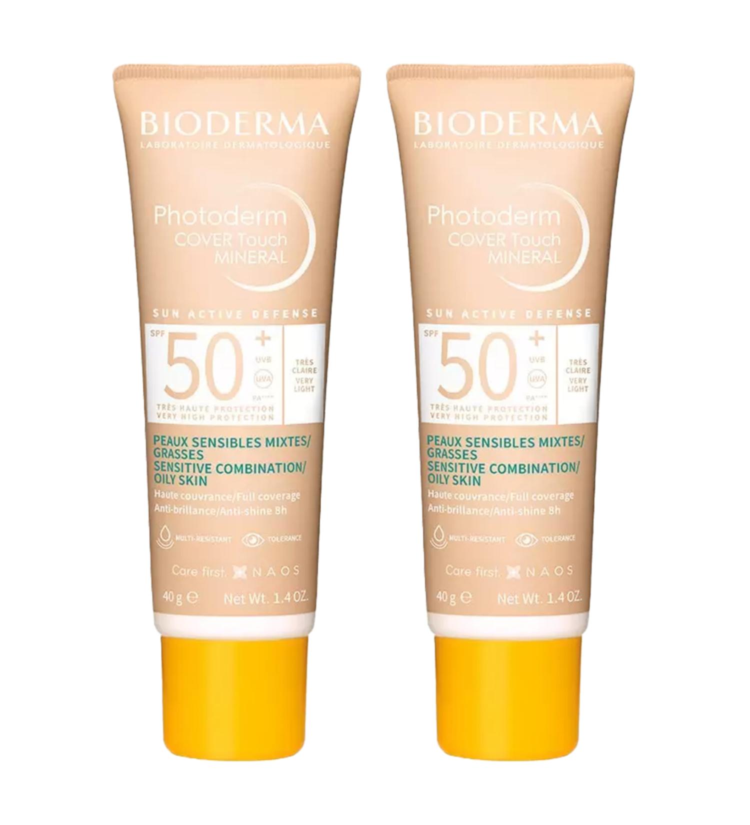Bioderma Photoderm Cover Touch Mineral SPF50+ Very Light 40 ml PACK OF 2