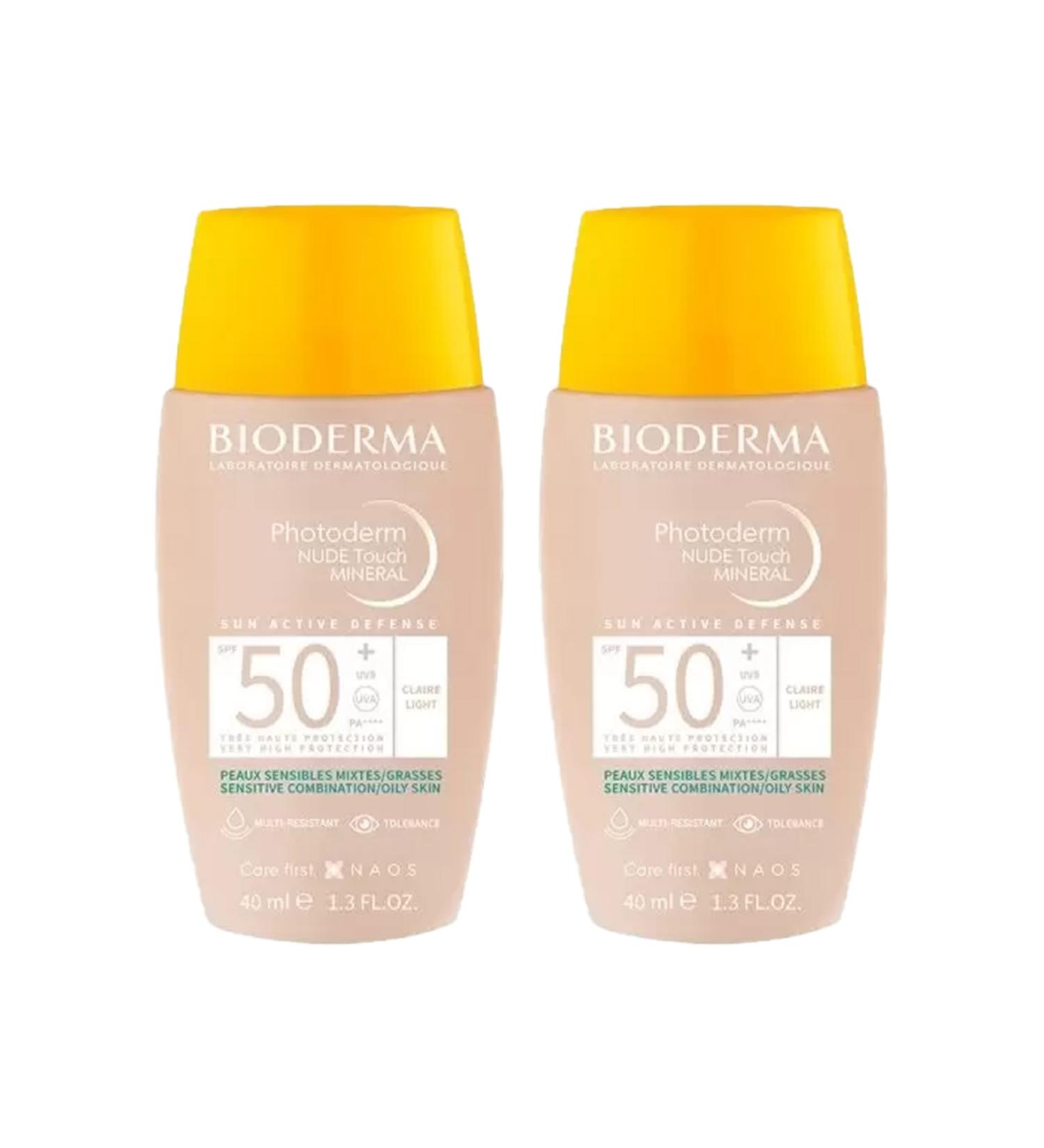 Bioderma Photoderm Nude Touch SPF 50+ Light 40 ml PACK OF 2