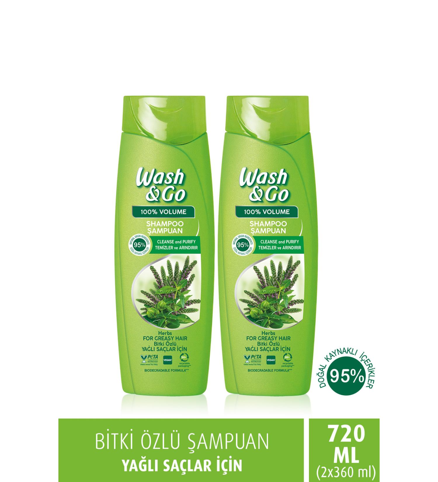 WASH&GO Herbal Essence Shampoo 360 ml x2 Pieces - Buy Online on GoSupps.com