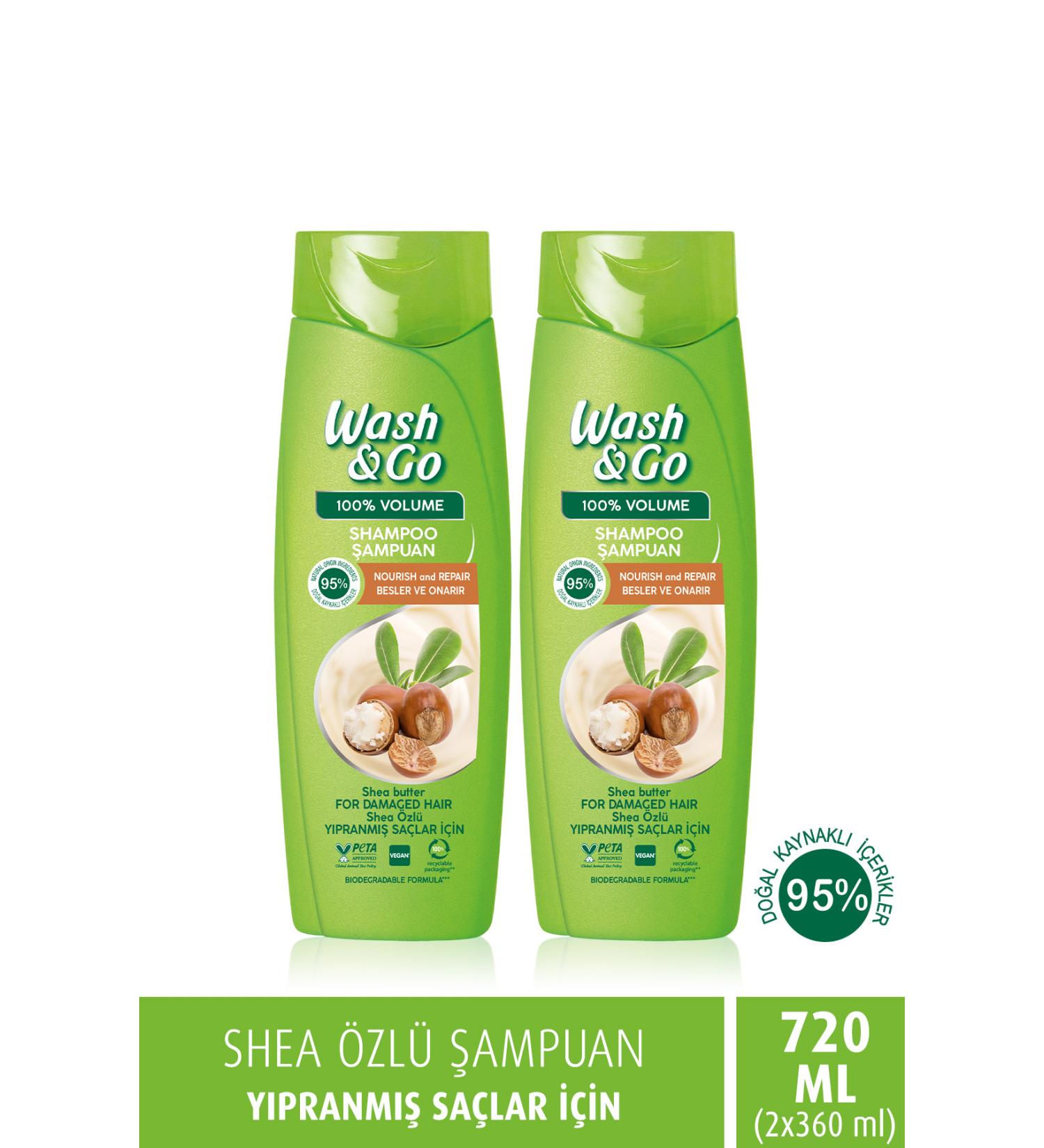 WASH&GO Shea Essence Shampoo 360 ml x2 Pieces - Buy Online on GoSupps.com