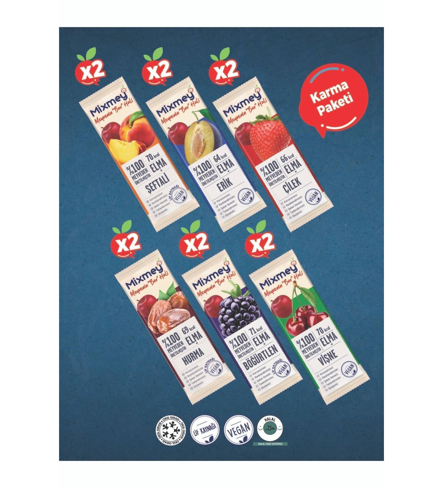 Mixmey Mixed 2 Pack Fruit Bar | Healthy Snack Varieties - 6 X 20gr (12 PIECES) - Buy Online on GoSupps.com