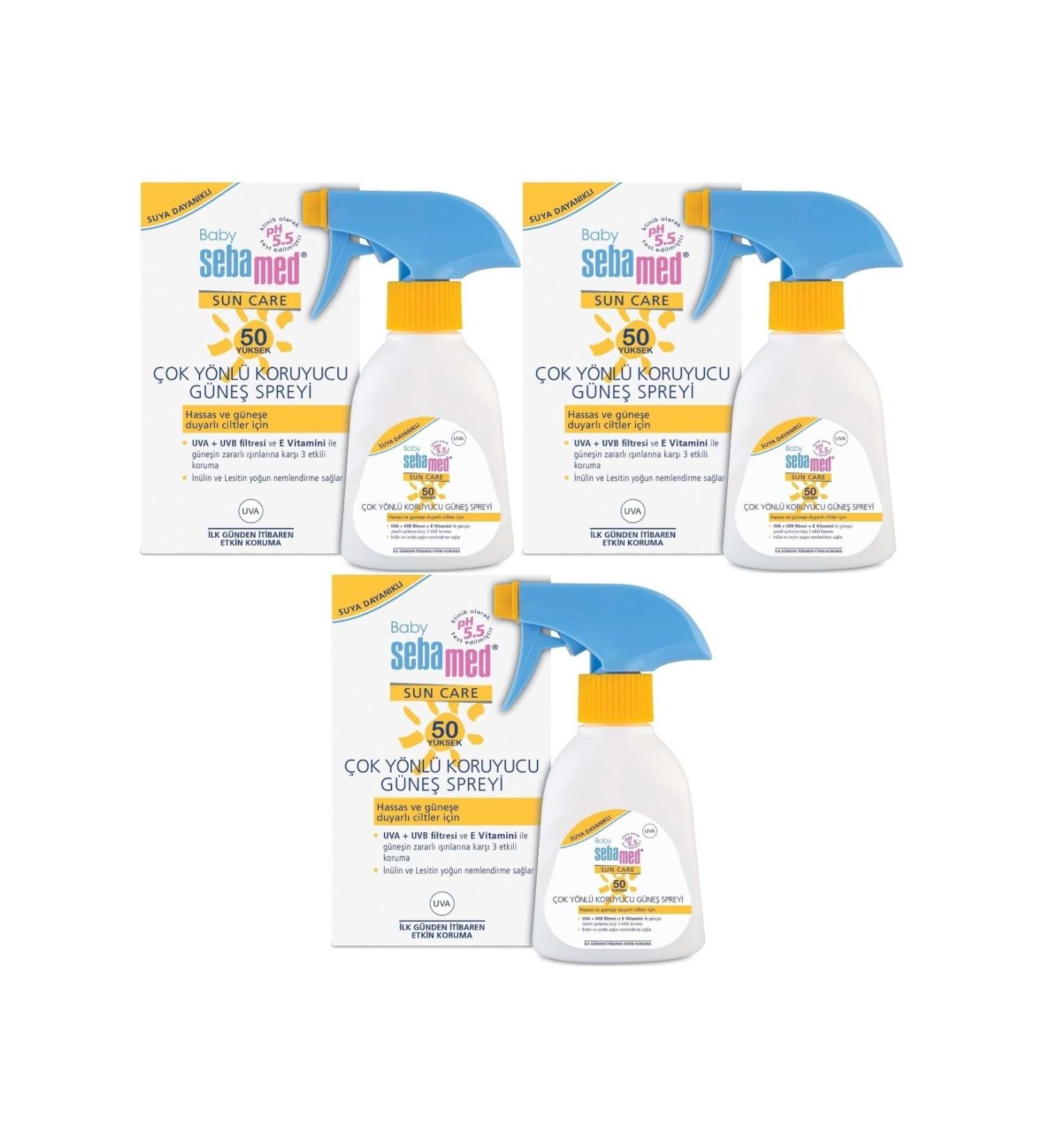 Sebamed Sun Care Baby Sun Lotion Cream Spray 50+ Factor 200ML (For Sensitive Skin) (Set of 3)