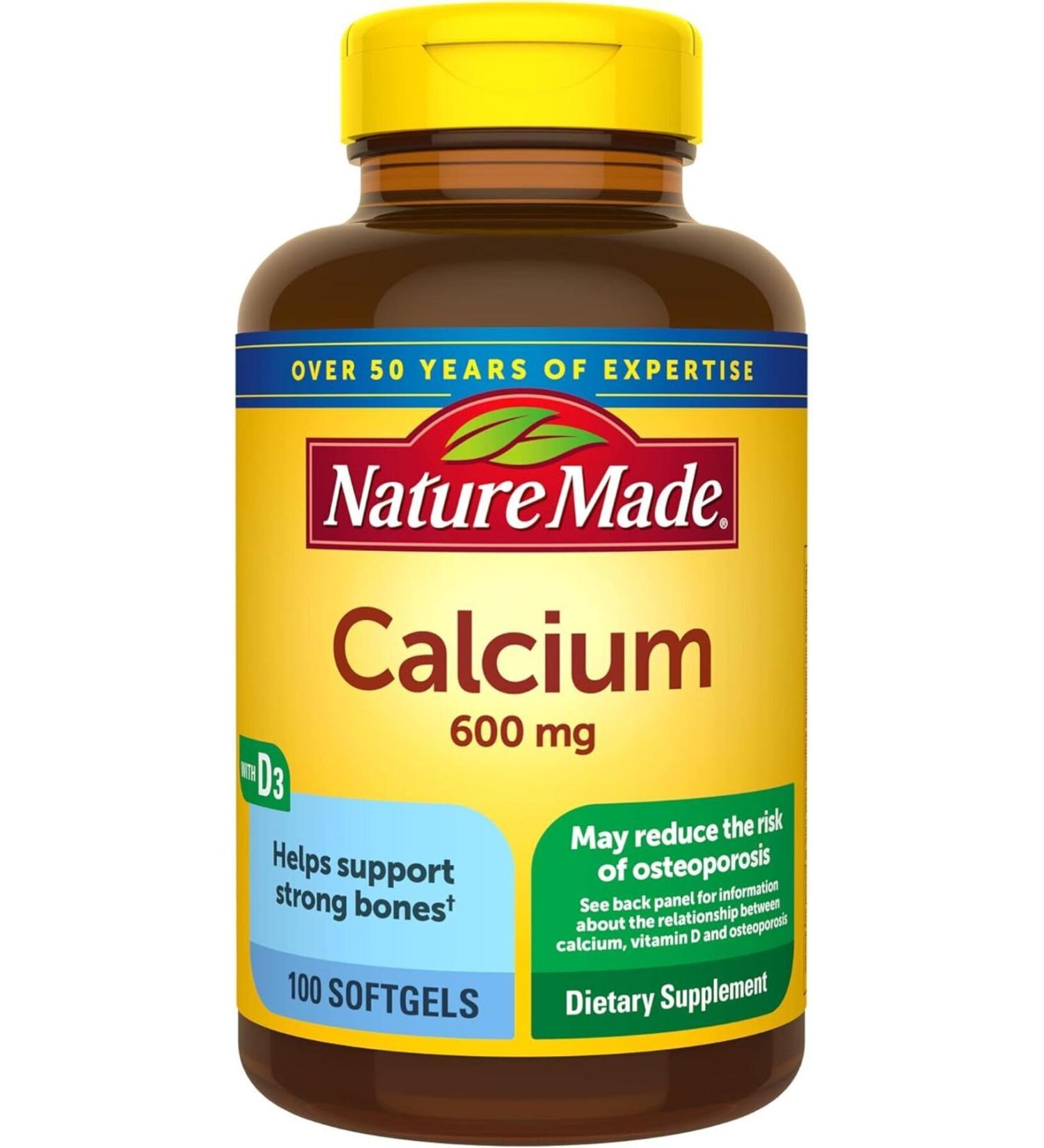 Nature Made Calcium 600 mg with Vitamin D3 100 Softgels