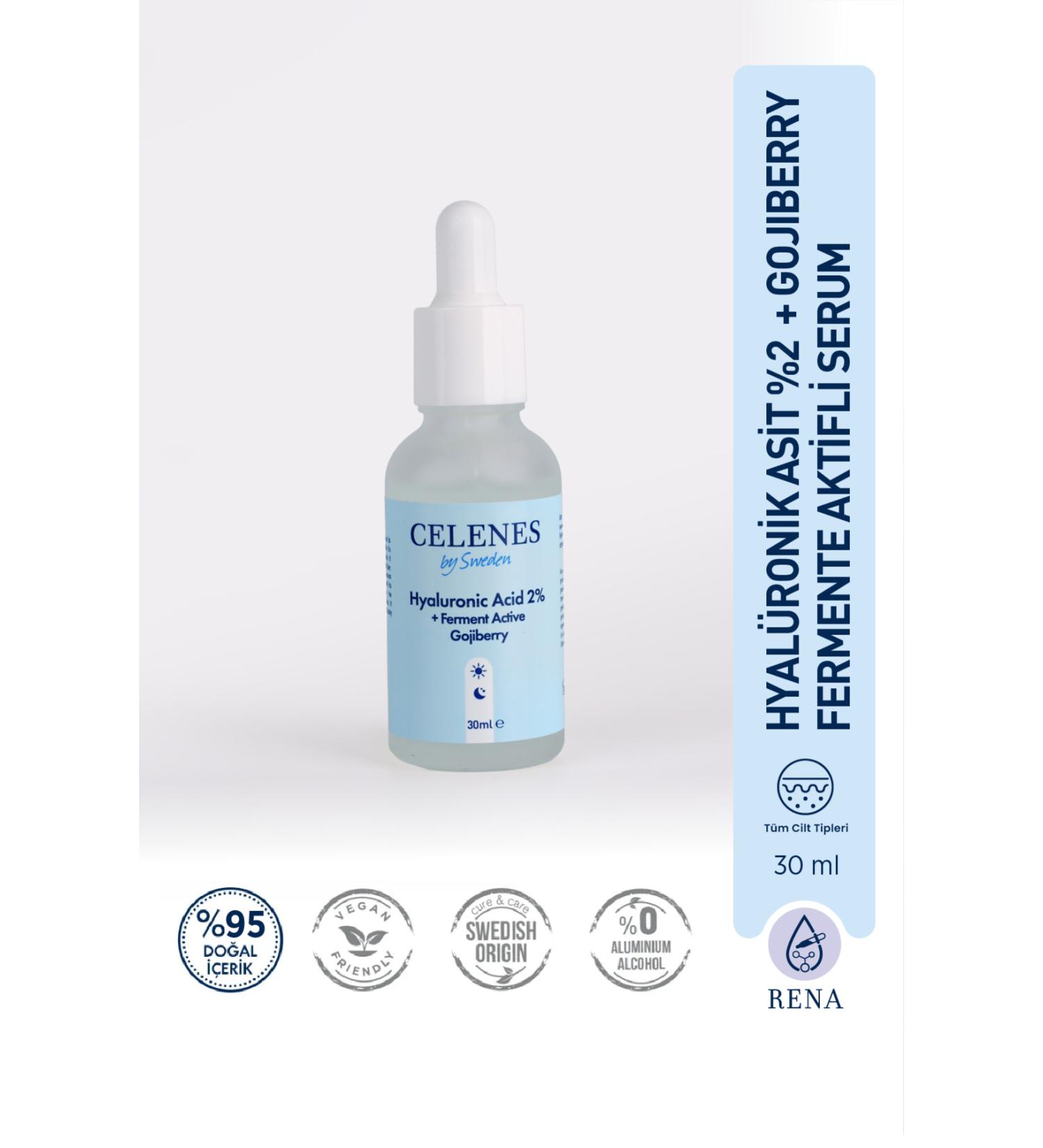 Celenes by Sweden Hyaluronic Acid 2% +Ferment Active Gojiberry Facial Serum - Buy Online on GoSupps.com