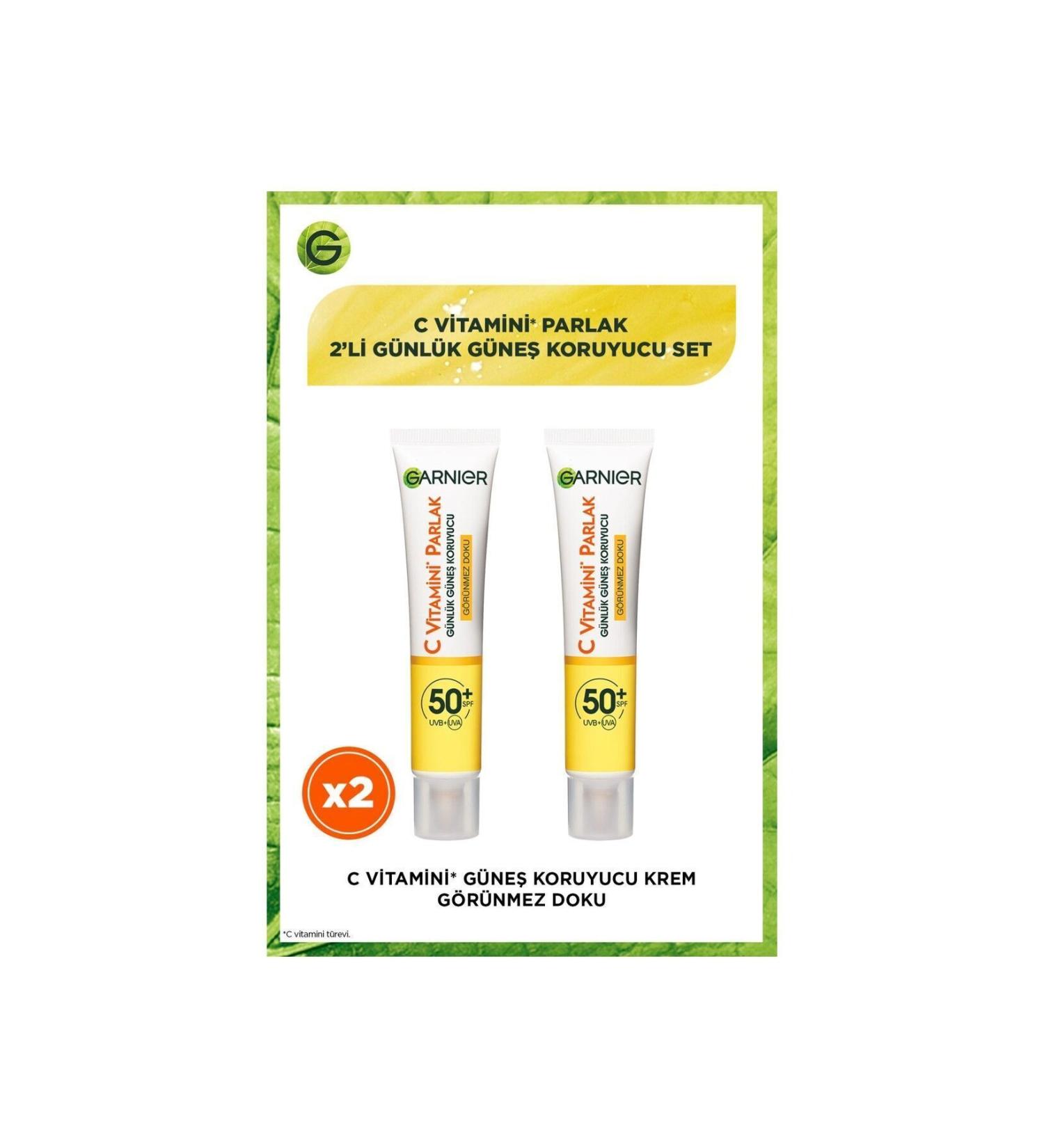 Garnier 2-Pack Garnier Vitamin C Bright Daily Sunscreen Fluid Face Cream SPF50+ 40ml - Buy Online on GoSupps.com