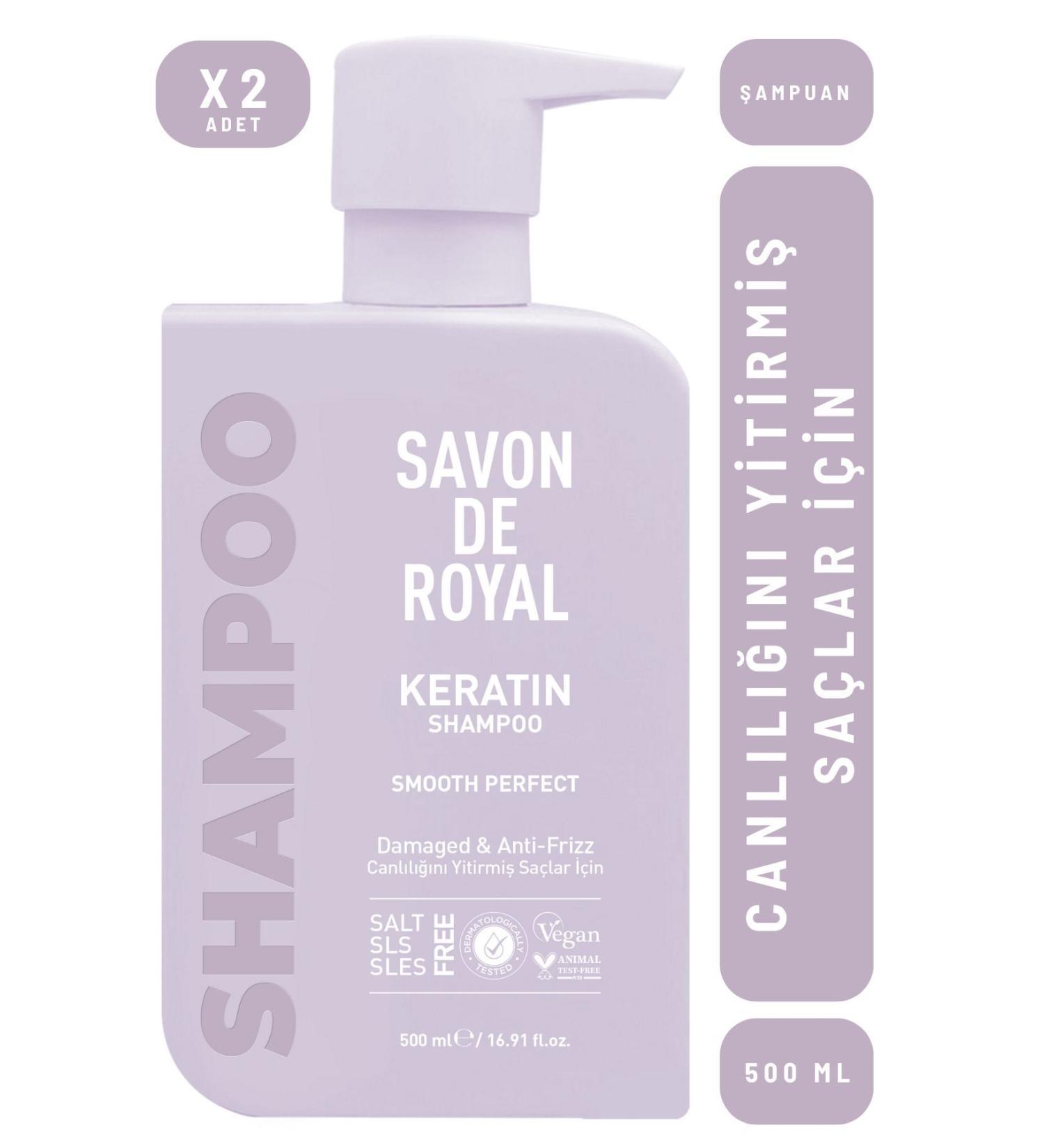 Savon de Royal Keratin Oil Smooth Effective Shampoo for Hair That Has Lost Its Vitality 500 ml 2 Pieces - Buy Online on GoSupps.com