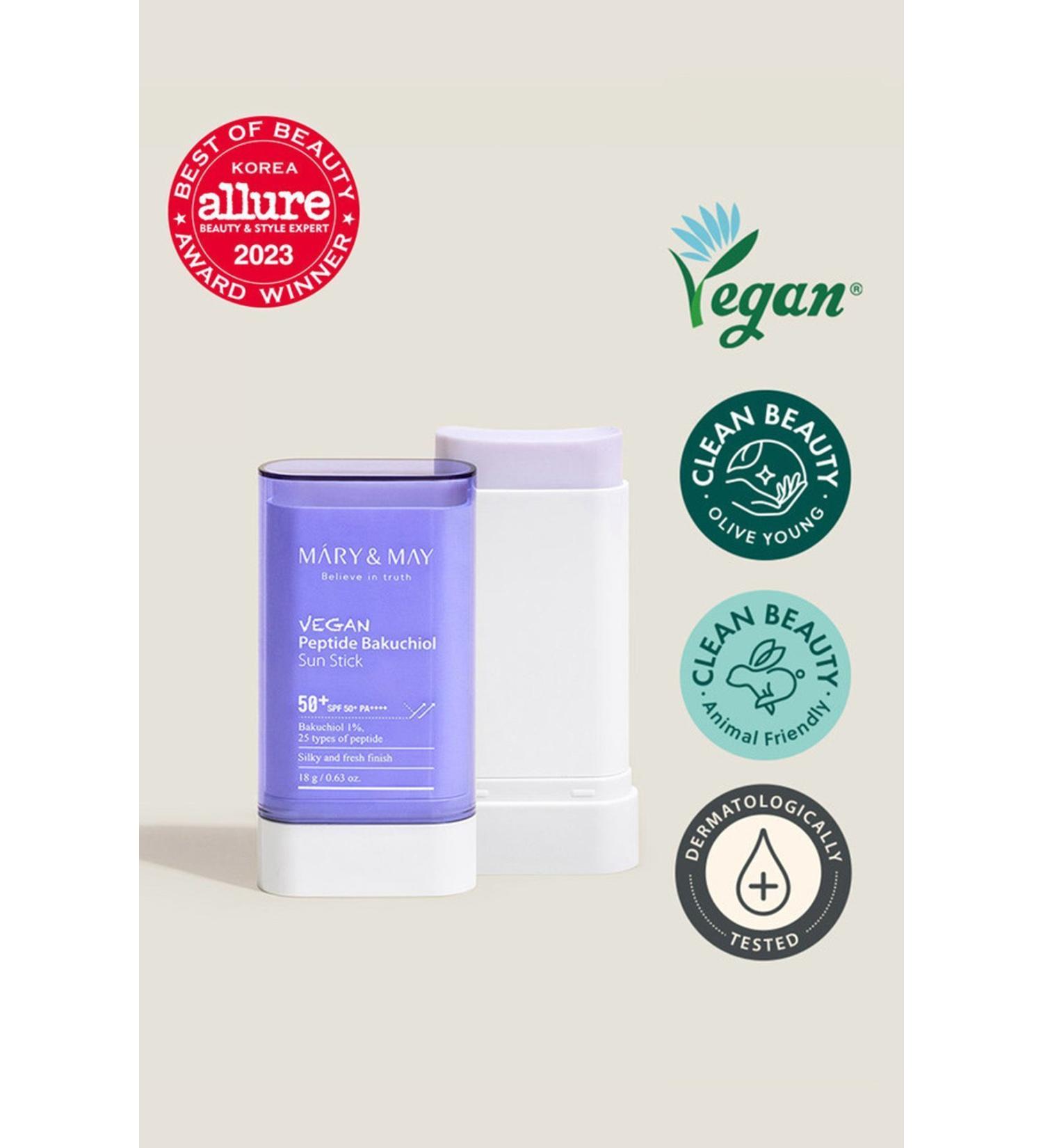 mary&mary Mary and May Vegan Peptide Bakuchiol Sunscreen Stick SPF50+ 18g - Buy Online on GoSupps.com