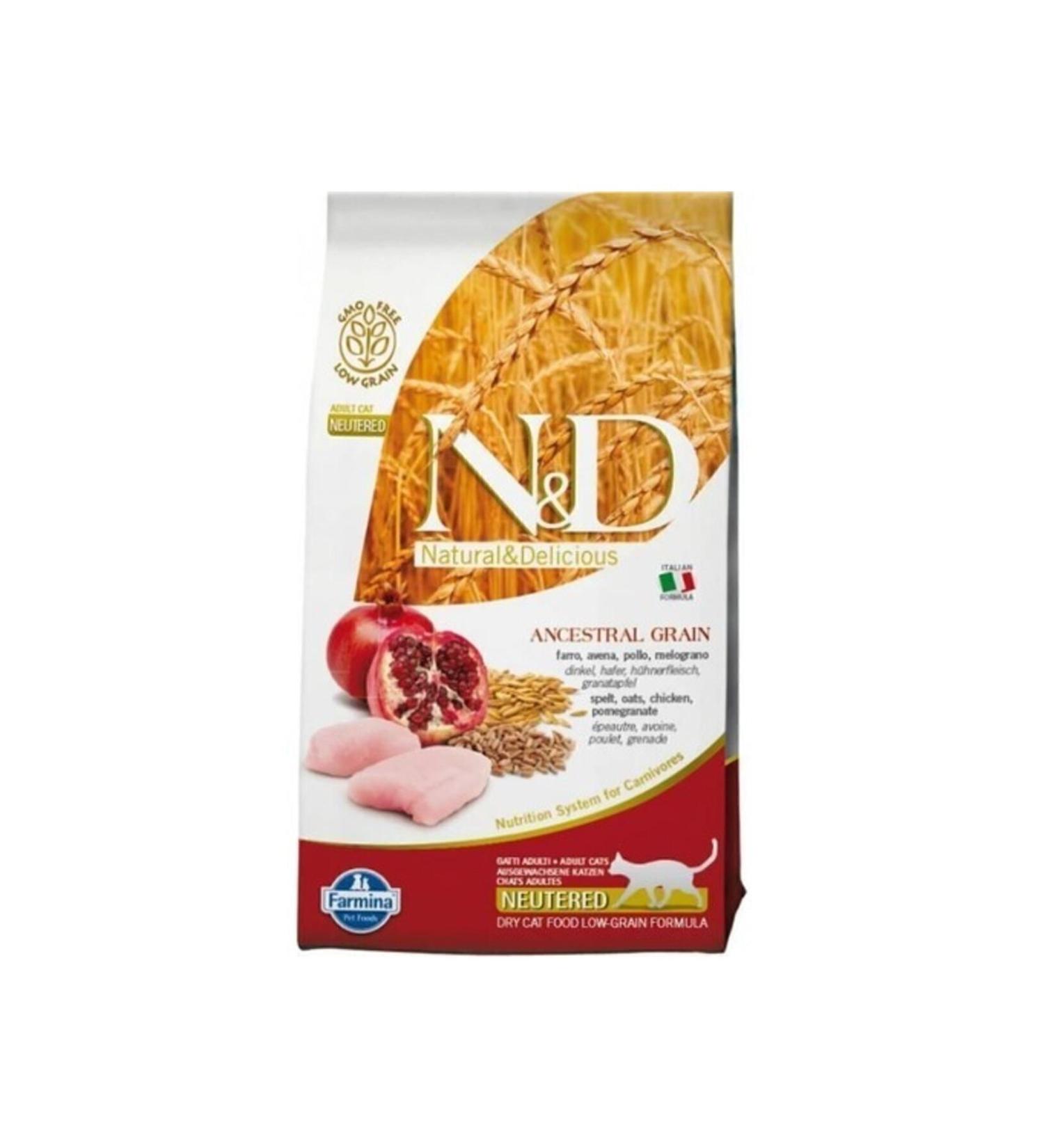 N & D Nd Low Grain Chicken and Pomegranate Sterilized Adult Cat Food 5 Kg
