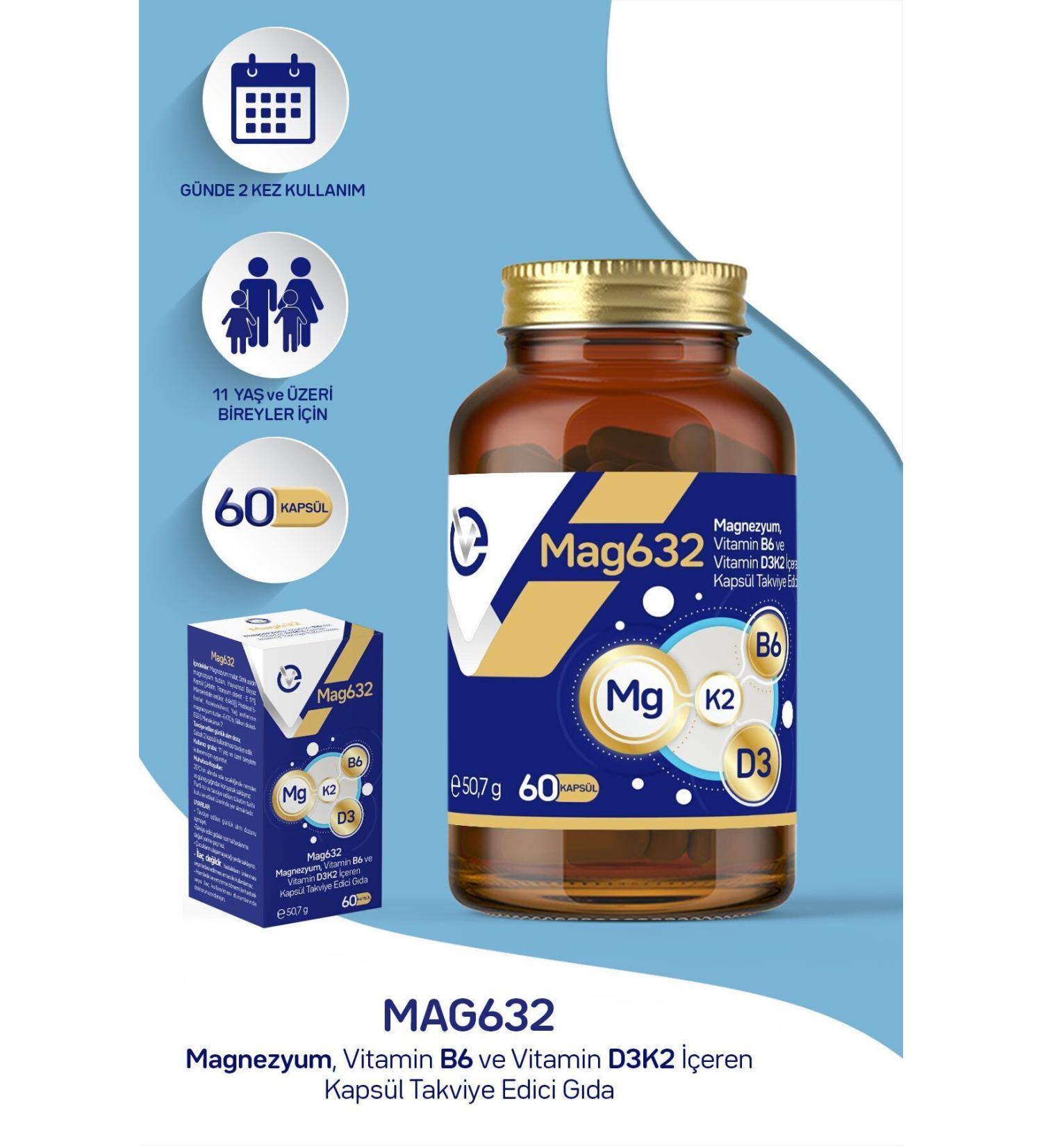 EVOPHARMA Magnesium Mag632 Vitamin B6 and Vitamin D3k2 Containing Capsule Supplementary Food - Buy Online on GoSupps.com