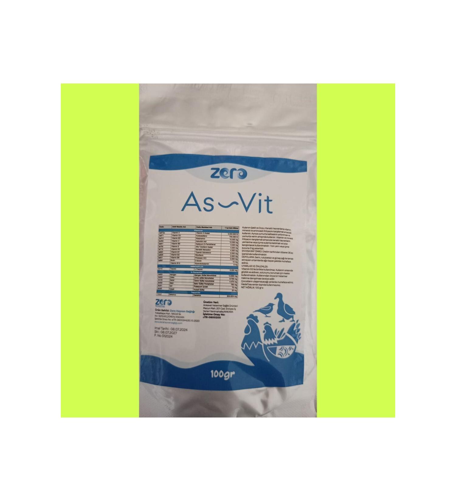ASVET As-vit vitamin mineral amino acid containing powder vitamin 100gr