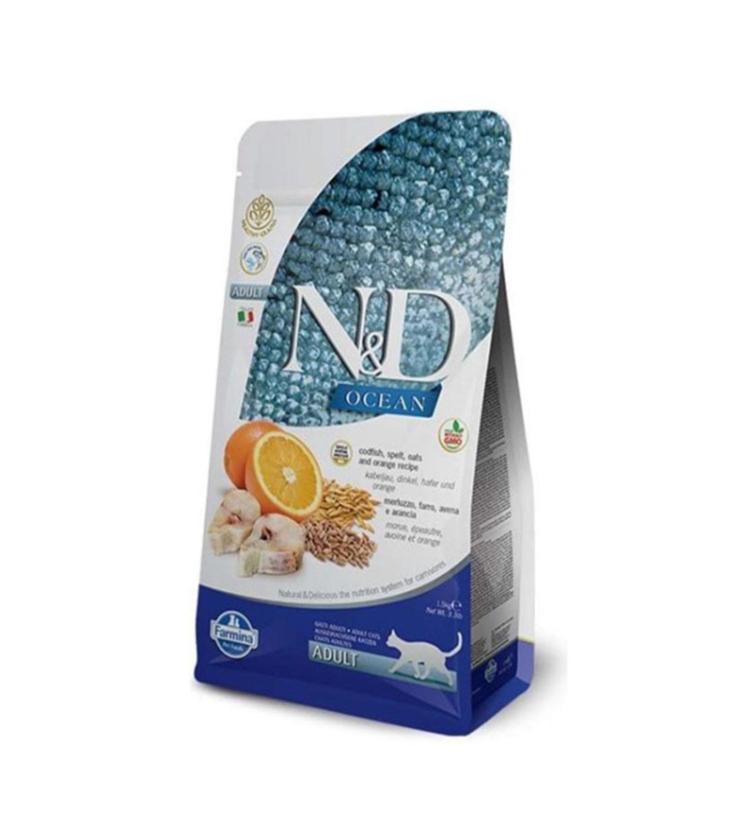 N & D Nd Ocean Cereal Codfish and Orange Cat Food 5 Kg