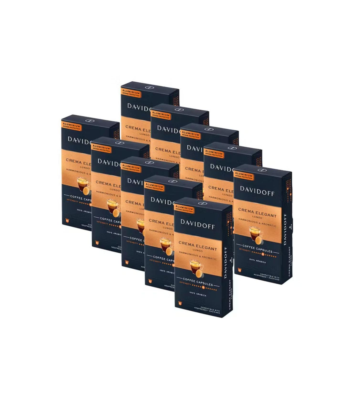 Davidoff Crema Elegant Lungo Harmonious & Aromatic Aluminium Capsule Coffee (100 Pieces) (Compatible with Nespresso)