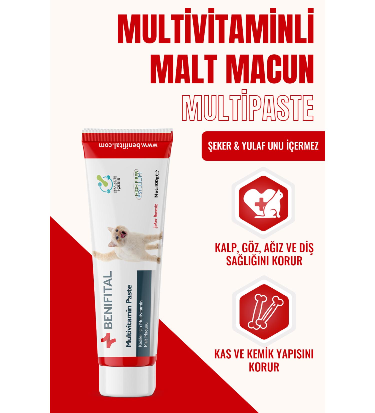 Benifital Multivitamin Paste 100 G. Multivitamin Malt Paste for Cats Vitamin B C D Iron Calcium - Buy Online on GoSupps.com