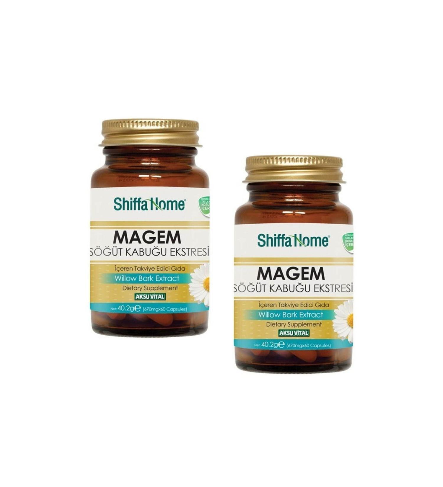 Shiffa Home 2 Pieces Magem (Willow Bark Extract) 670 Mg 60 Capsules