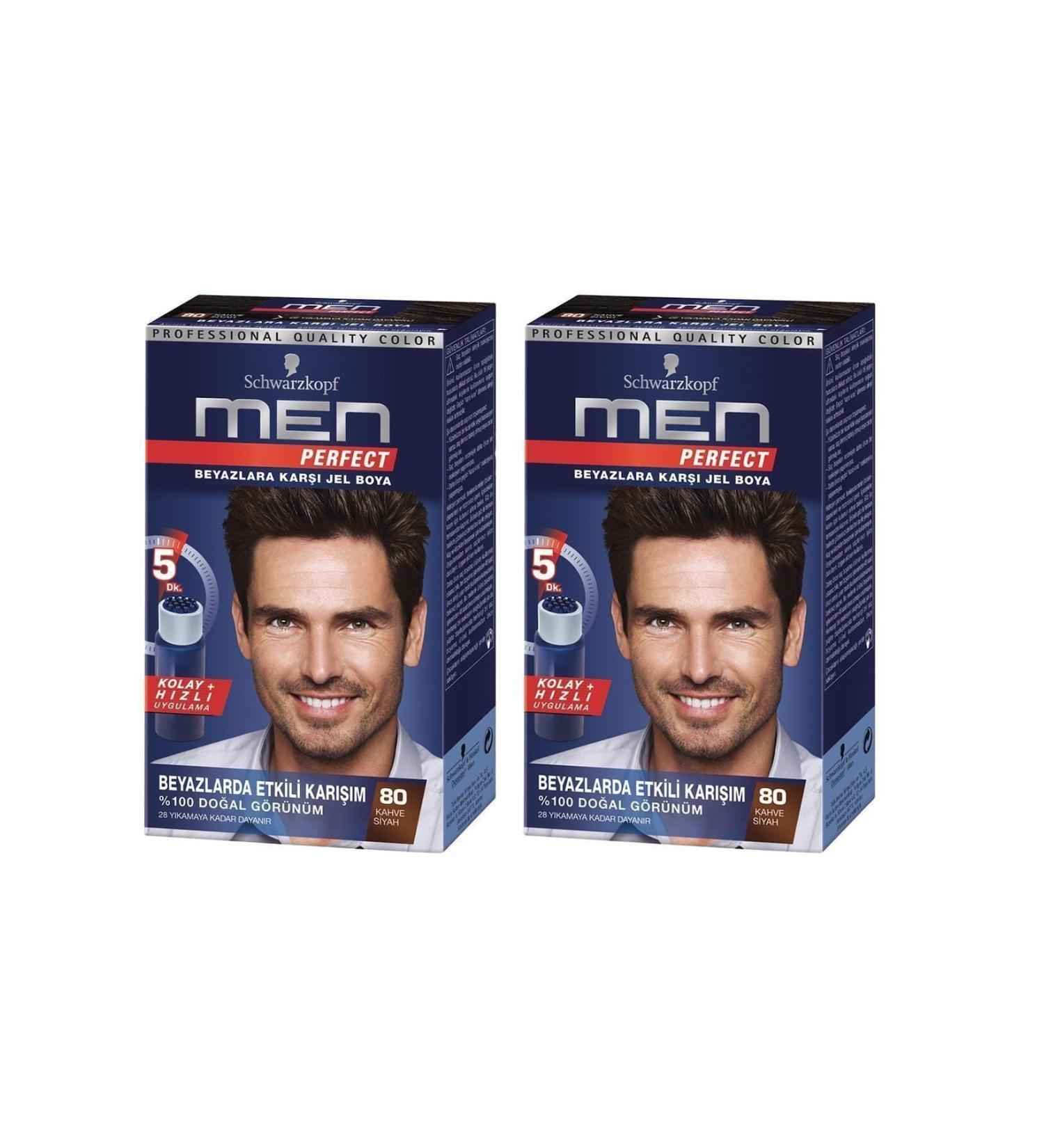 Schwarzkopf Perfect Men 80 Black Brown Hair Dye X 2 Pieces