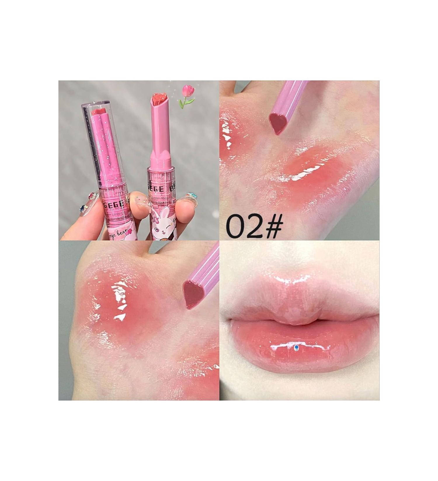 Gege Bear Garden Pink Rabbit Solid Lip Gloss Hydrating Fine Shimmer Moisturizing Lipstick 1 Piece