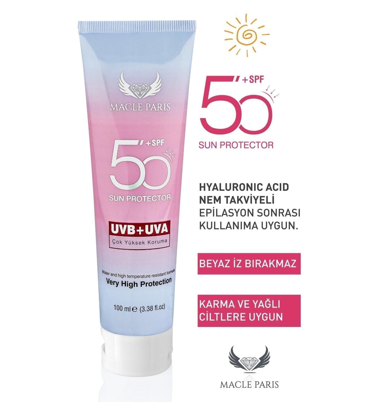 Macle Paris Sunscreen Multi-Protection High Protection 1% Hyaluronic Acid & 50 SPF Sunscreen 50 - Buy Online on GoSupps.com