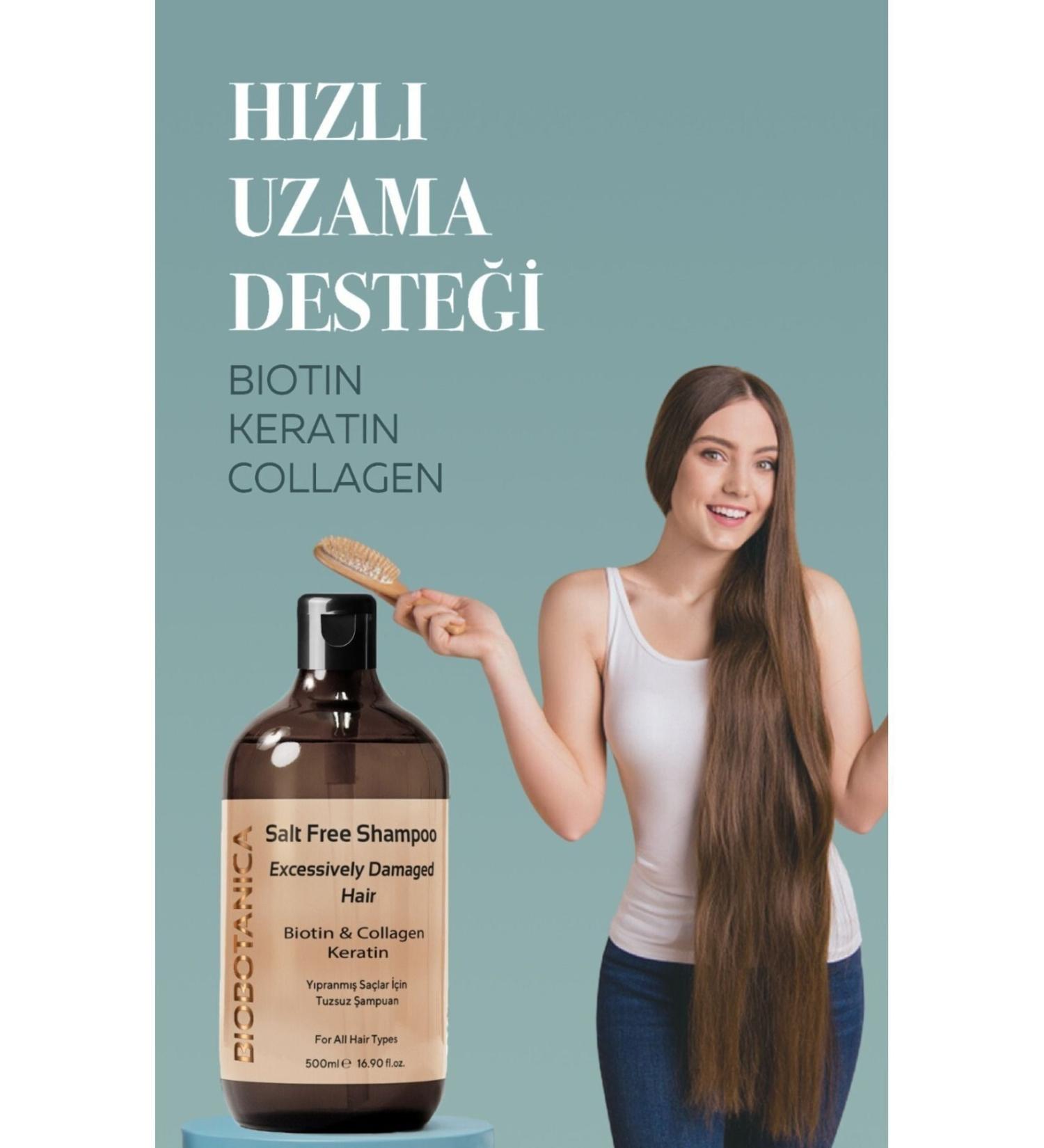 Biobotanica Anti-Damage Salt-Free Hair Shampoo - Keratin Biotin Collagen - Fast Hair Growth Support 500ml - Buy Online on GoSupps.com