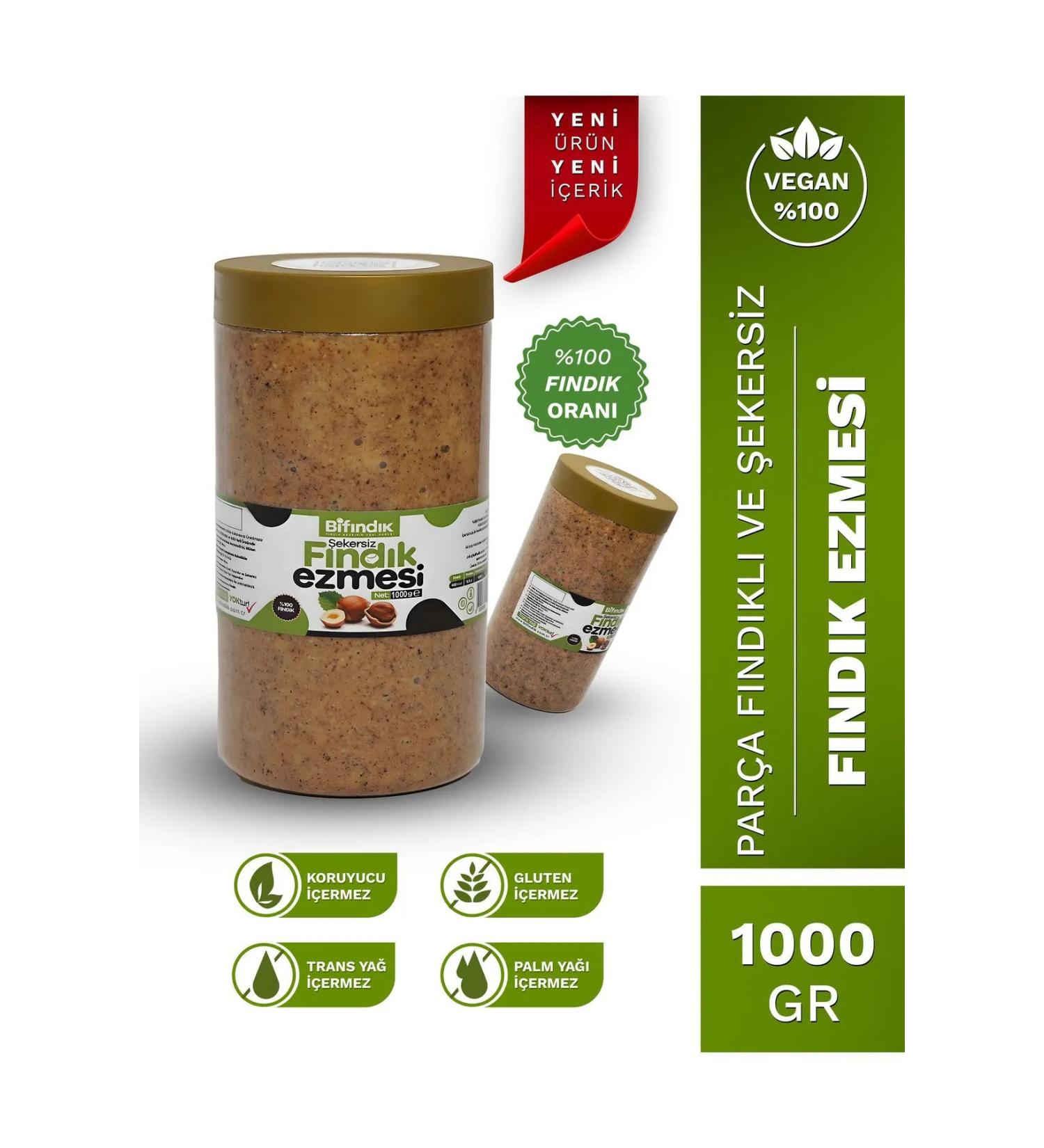 Bi Hazelnut NATURAL SUGAR-FREE HAZELNUT PASTE DIABETIC PRODUCT 1KG ADDITIVE-FREE VEGAN GLUTEN-FREE SPREAD 0 HAZELNUT