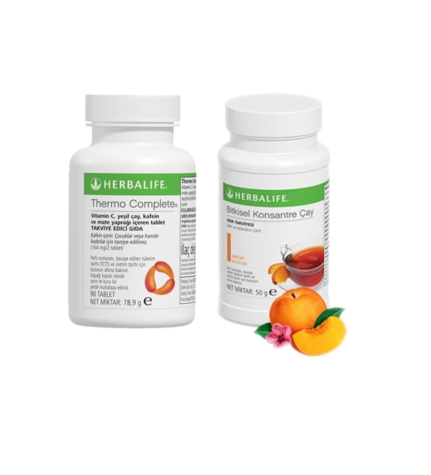 Herbalife Thermo Complete 90 Tablets and 1 Peach Tea 50 gr Set 1 Piece 32