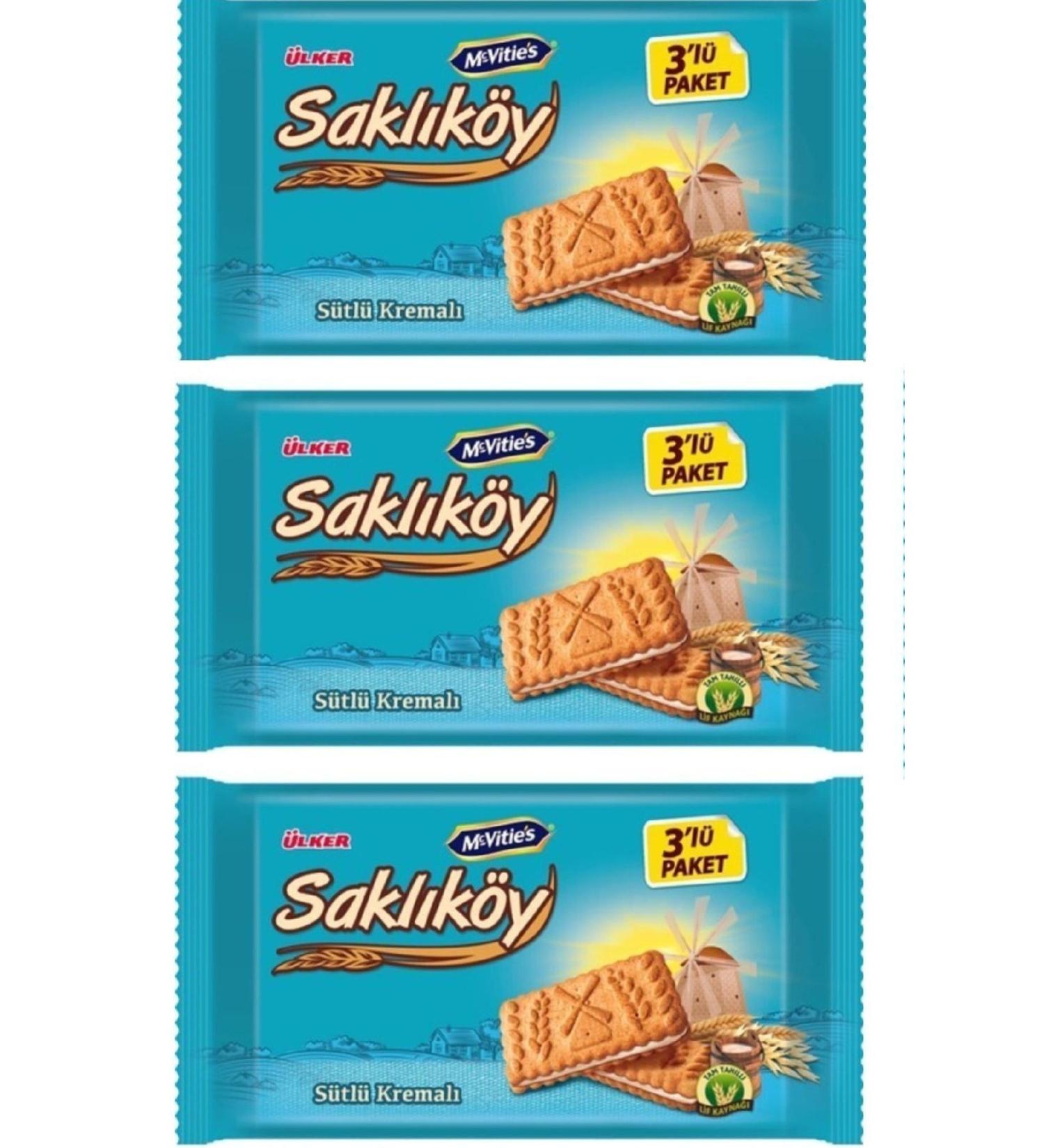 lker Sakl koy Milk Cream Oatmeal Sandwich Biscuits 3-Pack 264 Gr X 3 Pieces
