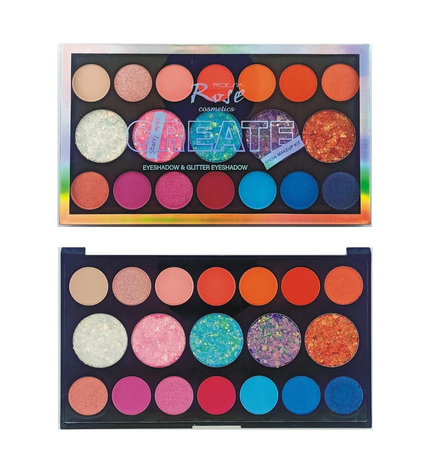 Roesia Rose Cosmetics Roesia Rose Create Glitter Eyeshadow 19-Pick Makeup Palette - Buy Online on GoSupps.com
