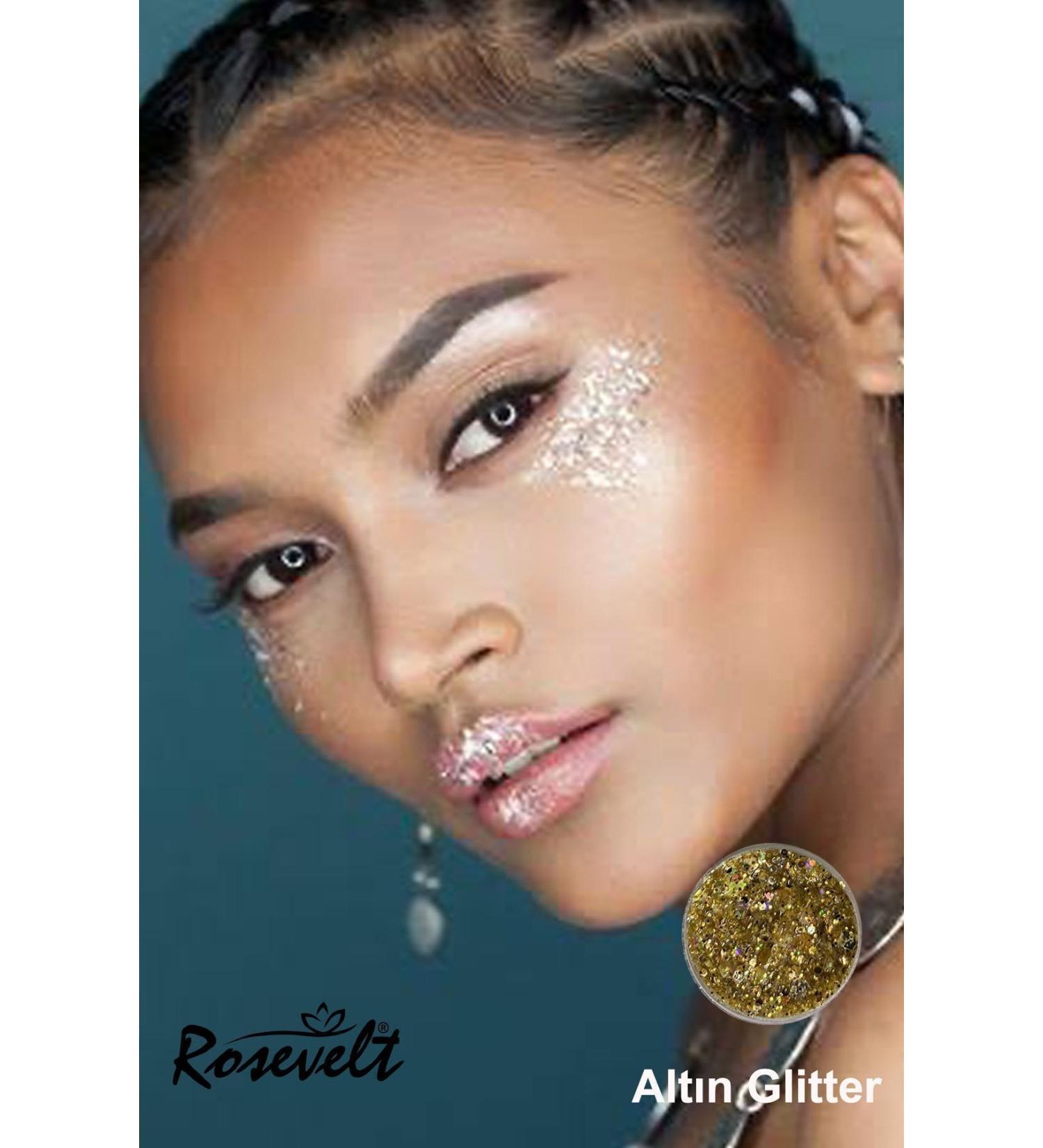 ROSEVELT Gel Form Makeup Glitter Glittery Face Makeup Gold - Buy Online on GoSupps.com