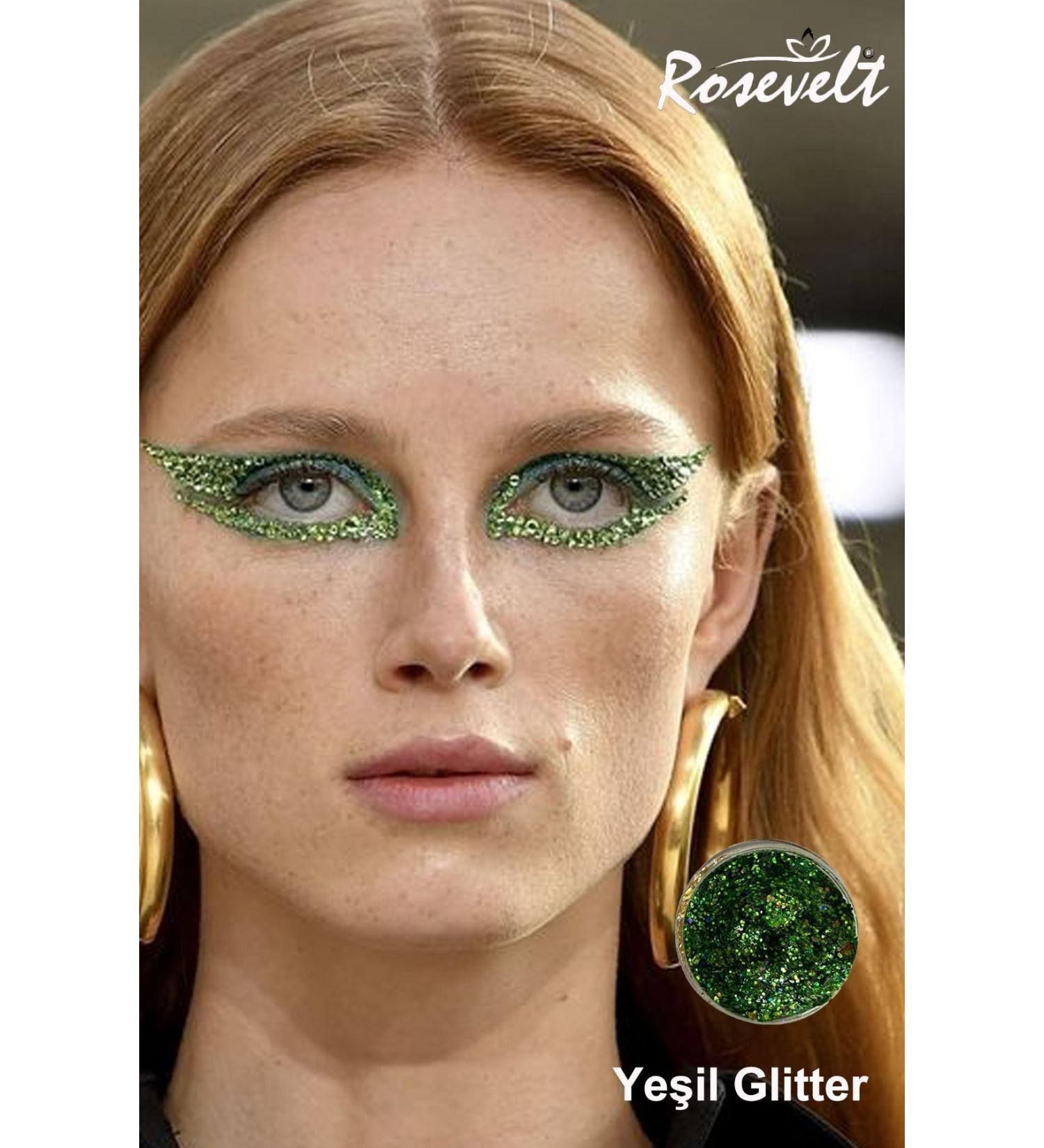 ROSEVELT Gel Form Makeup Glitter Glittery Face Makeup Green - Buy Online on GoSupps.com