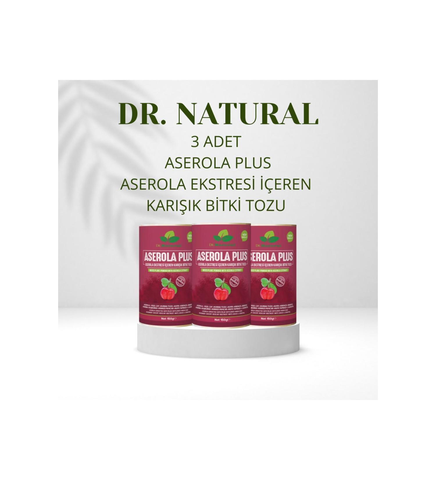 DRNATURAL 3 Pieces Acerola Plus Mixed Plant Powder Containing Acerola Extract 150 Gr. - Buy Online on GoSupps.com