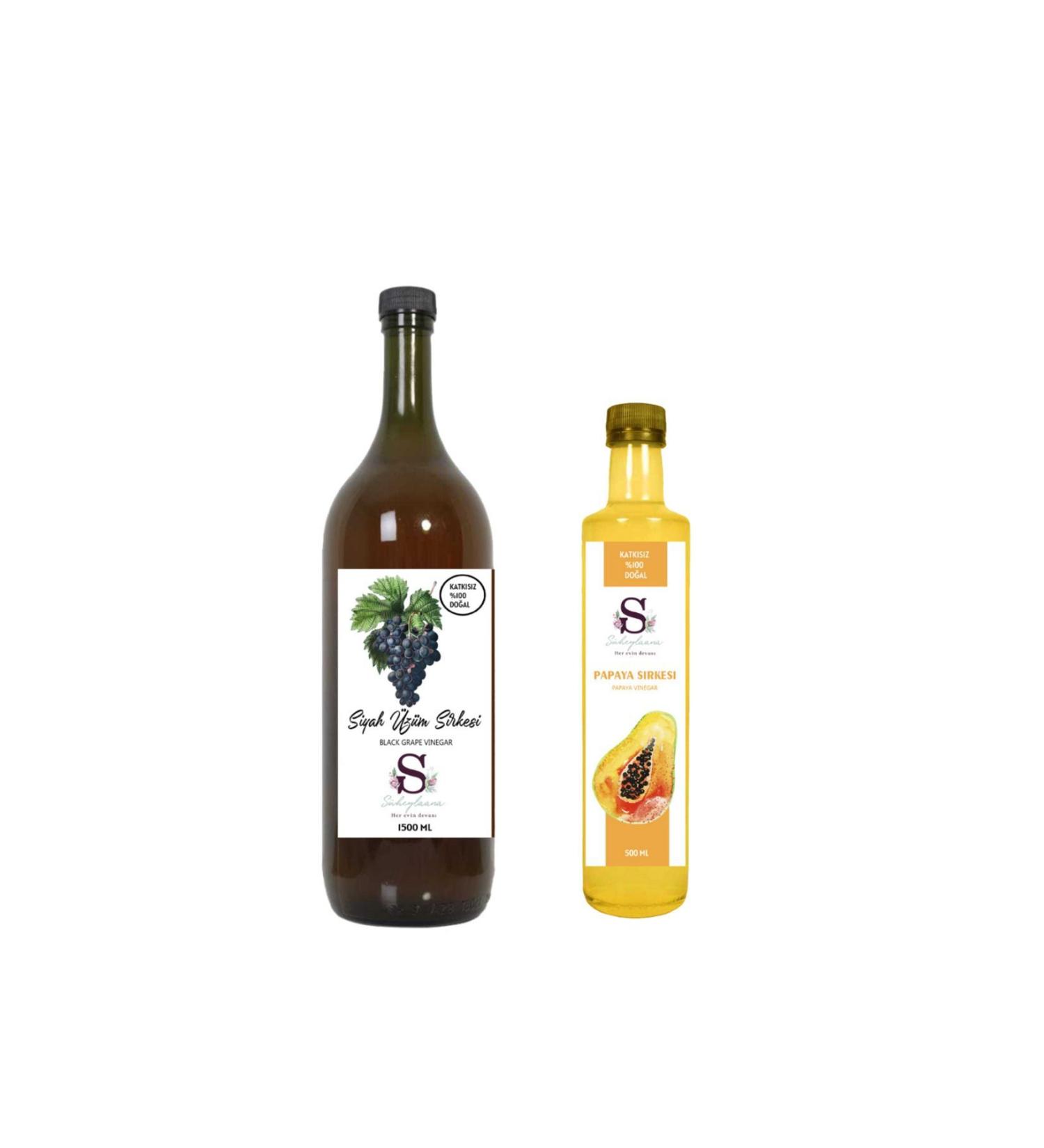 Suheylaana Natural Black Grape Vinegar 1500 Ml - Natural Papaya Vinegar 500 Ml