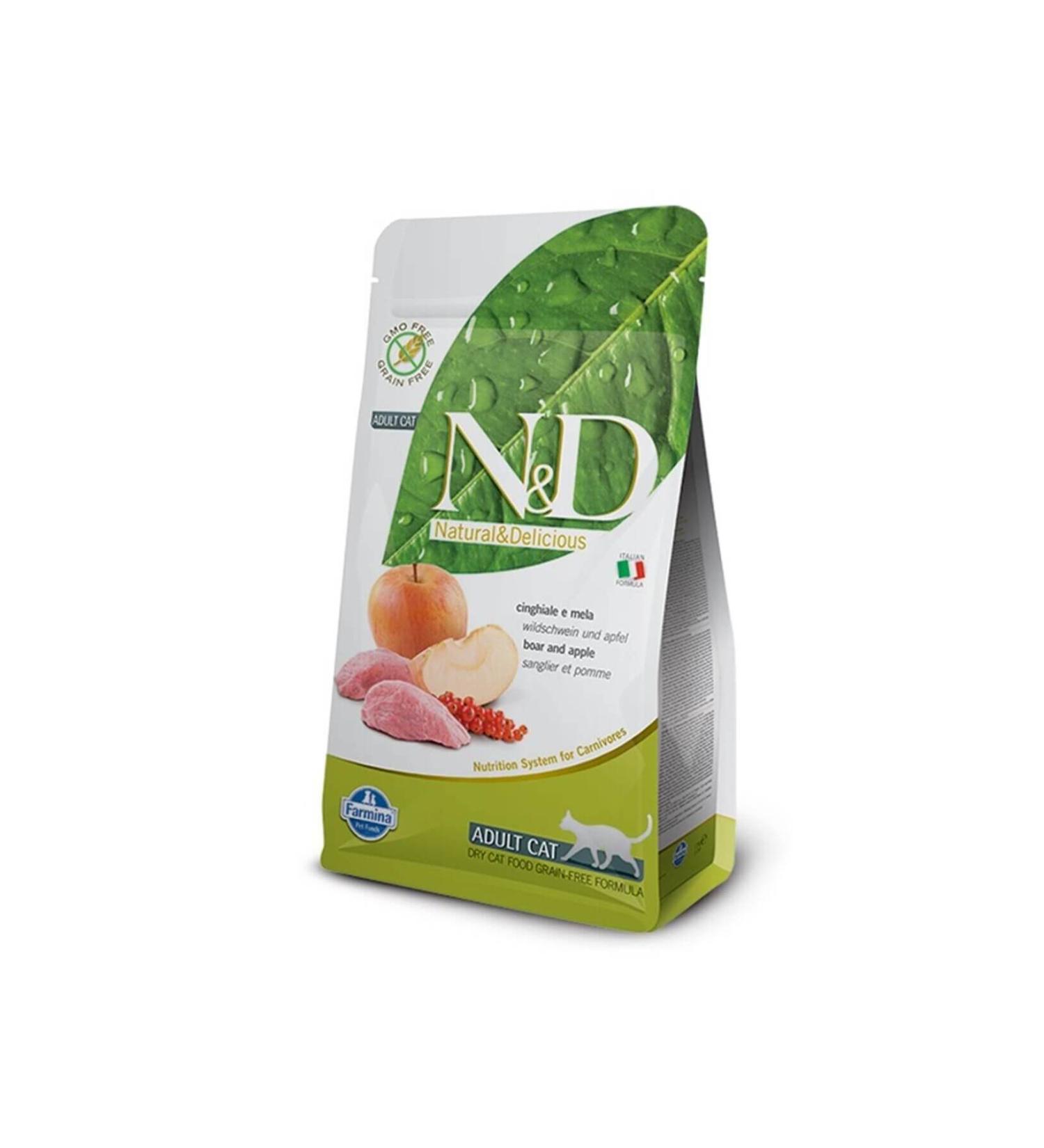 N & D Grain Free Wild Boar Meat & Apple Adult Cat Food 1.5 Kg
