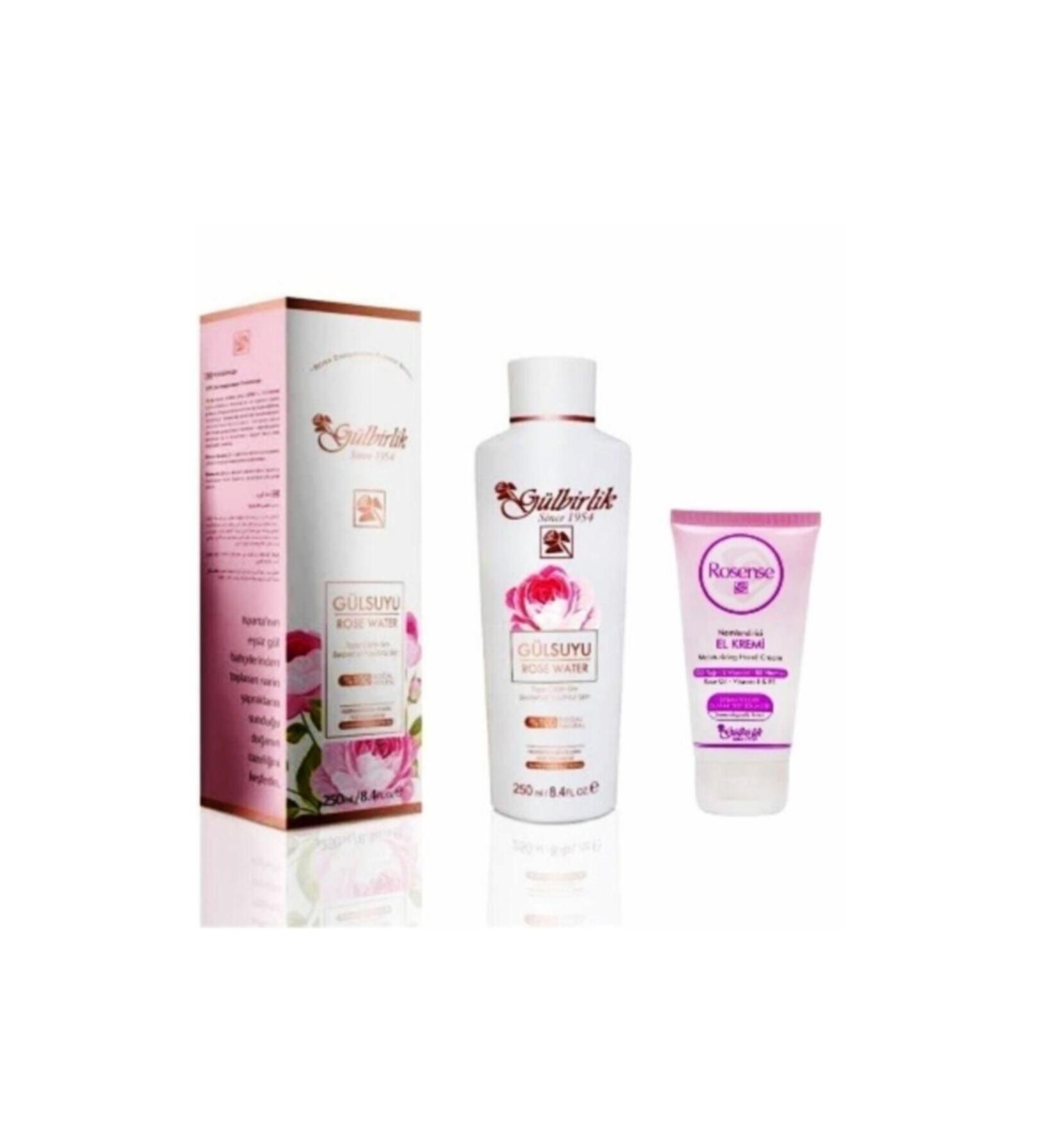G lbirlik Rosense Rosense Natural Rose Water 250 ml + Rosense Moisturizing Hand and Nail Cream 75 ml