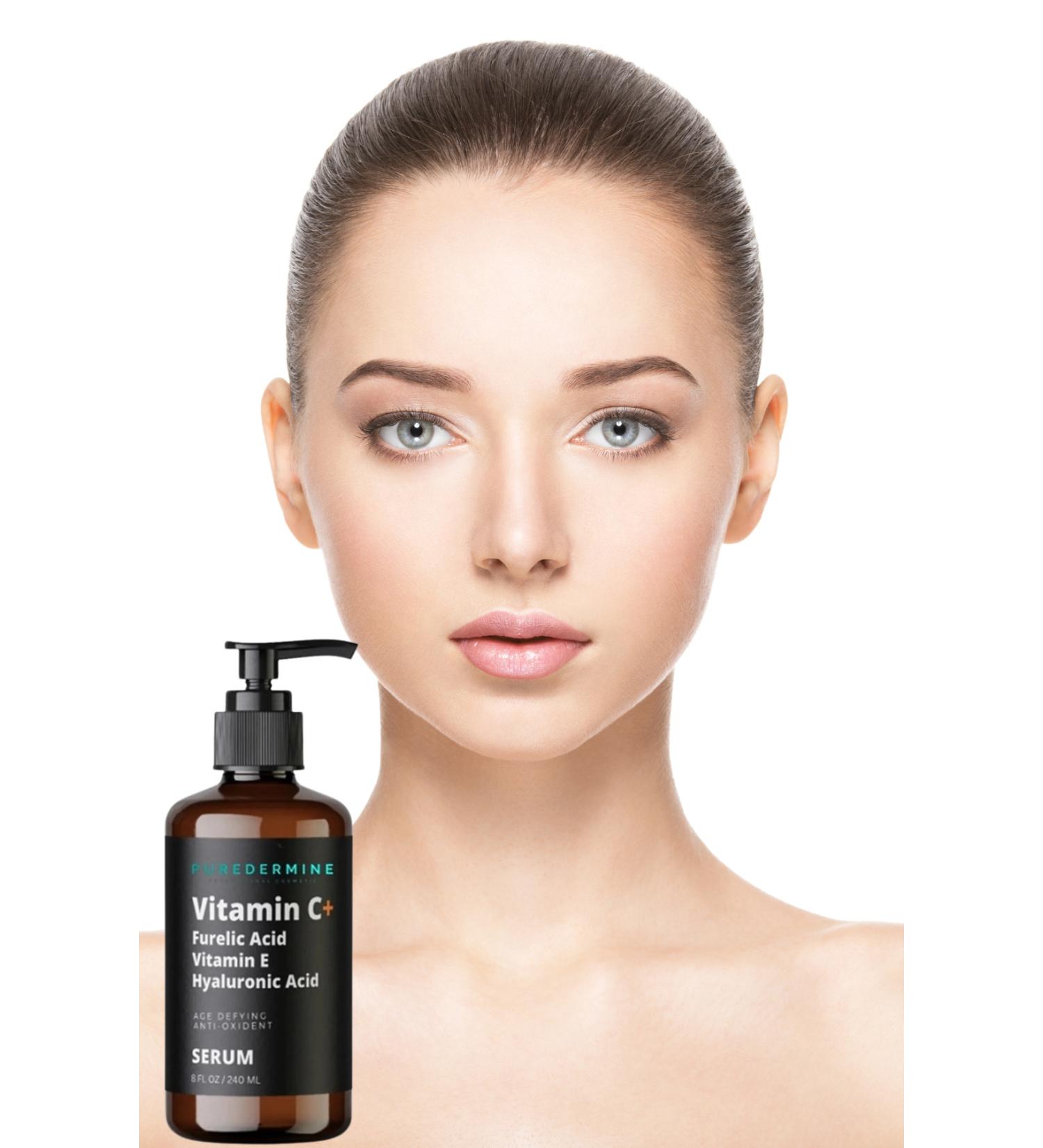 Puredermine Vitamin C + Ferulic Acid + Hyaluronic Acid Complex Serum & Big Size & Brightening & Spots - Buy Online on GoSupps.com