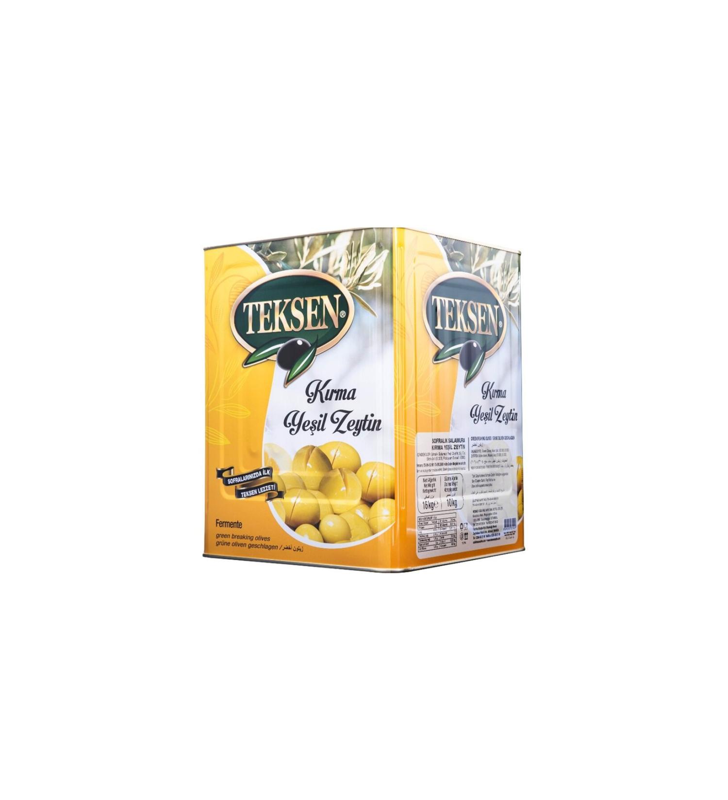 Teksen Stone Crushed Green Olives Tin-10KG